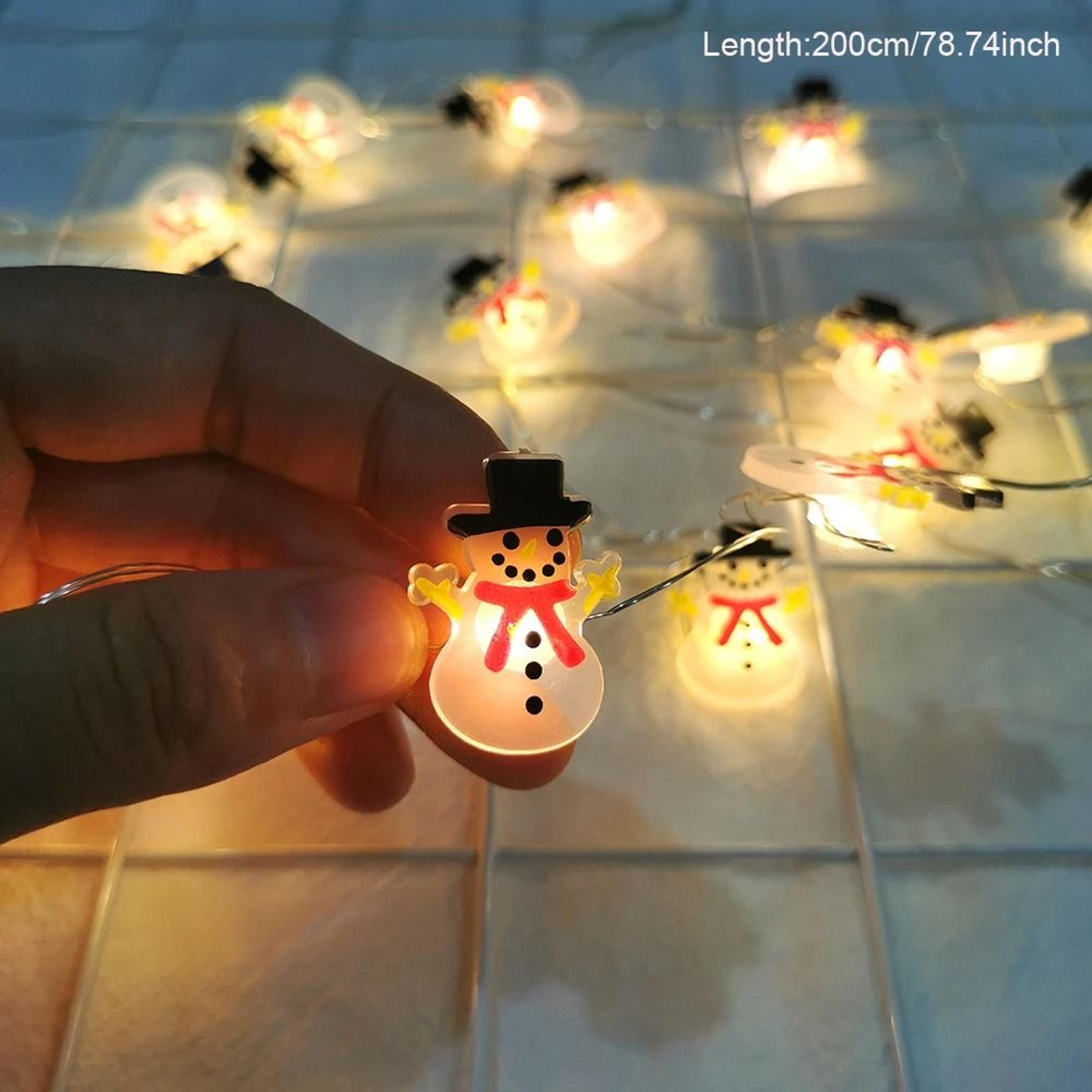 santa & snowman christmas led string lights festive tree garland