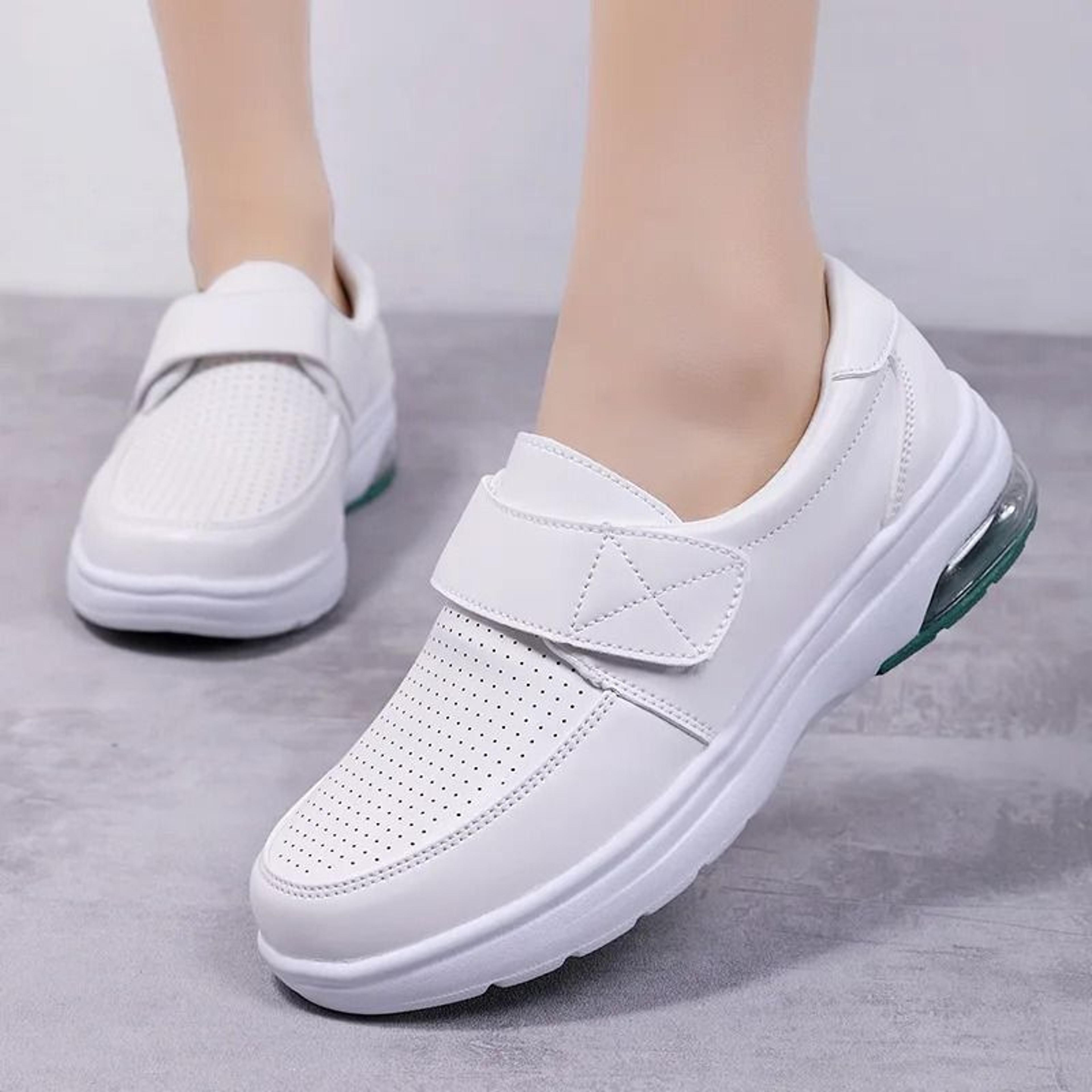 womens white platform slip-on shoes lightweight non-slip work loafers