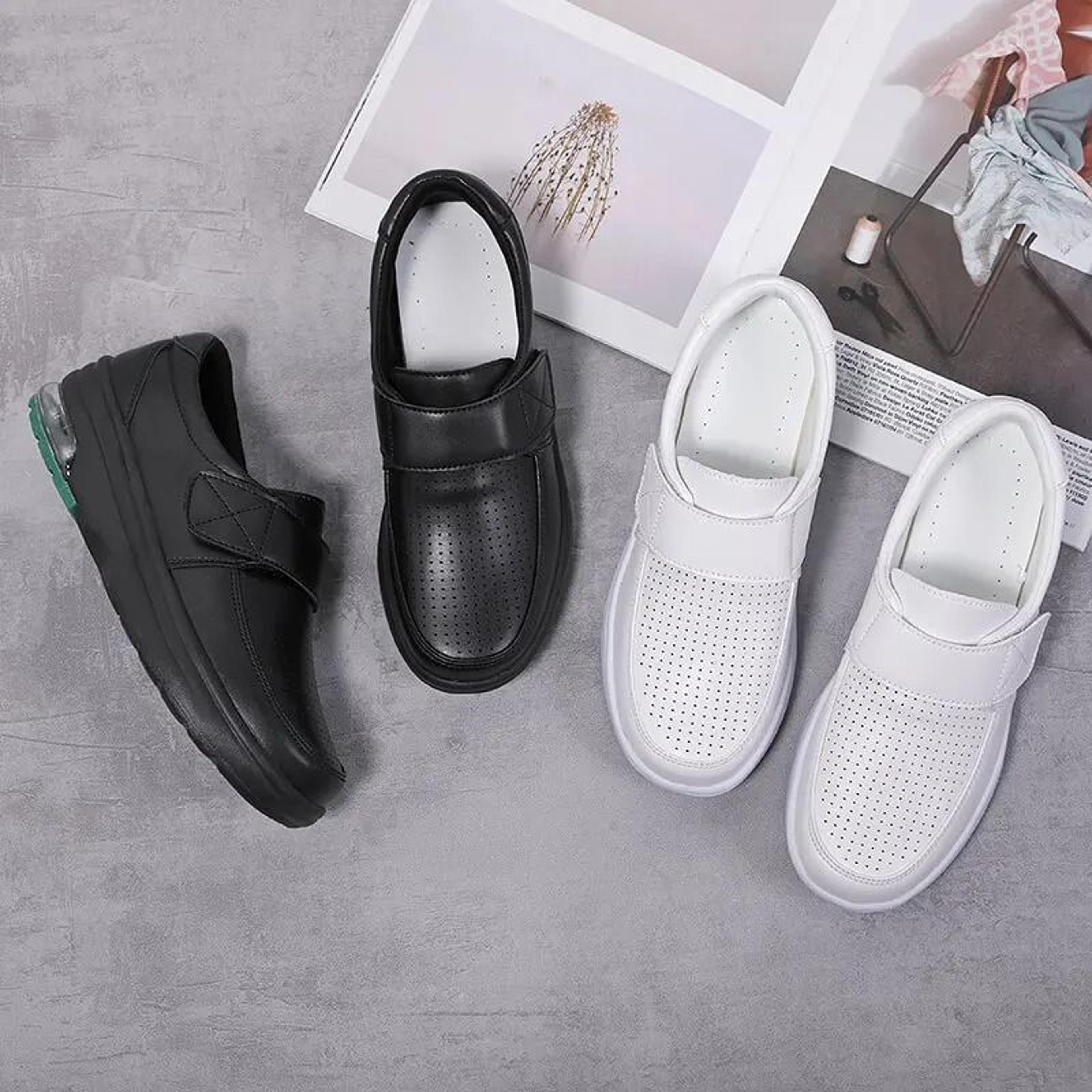 Womens White Platform SlipOn Shoes Lightweight NonSlip Work Loafers 5