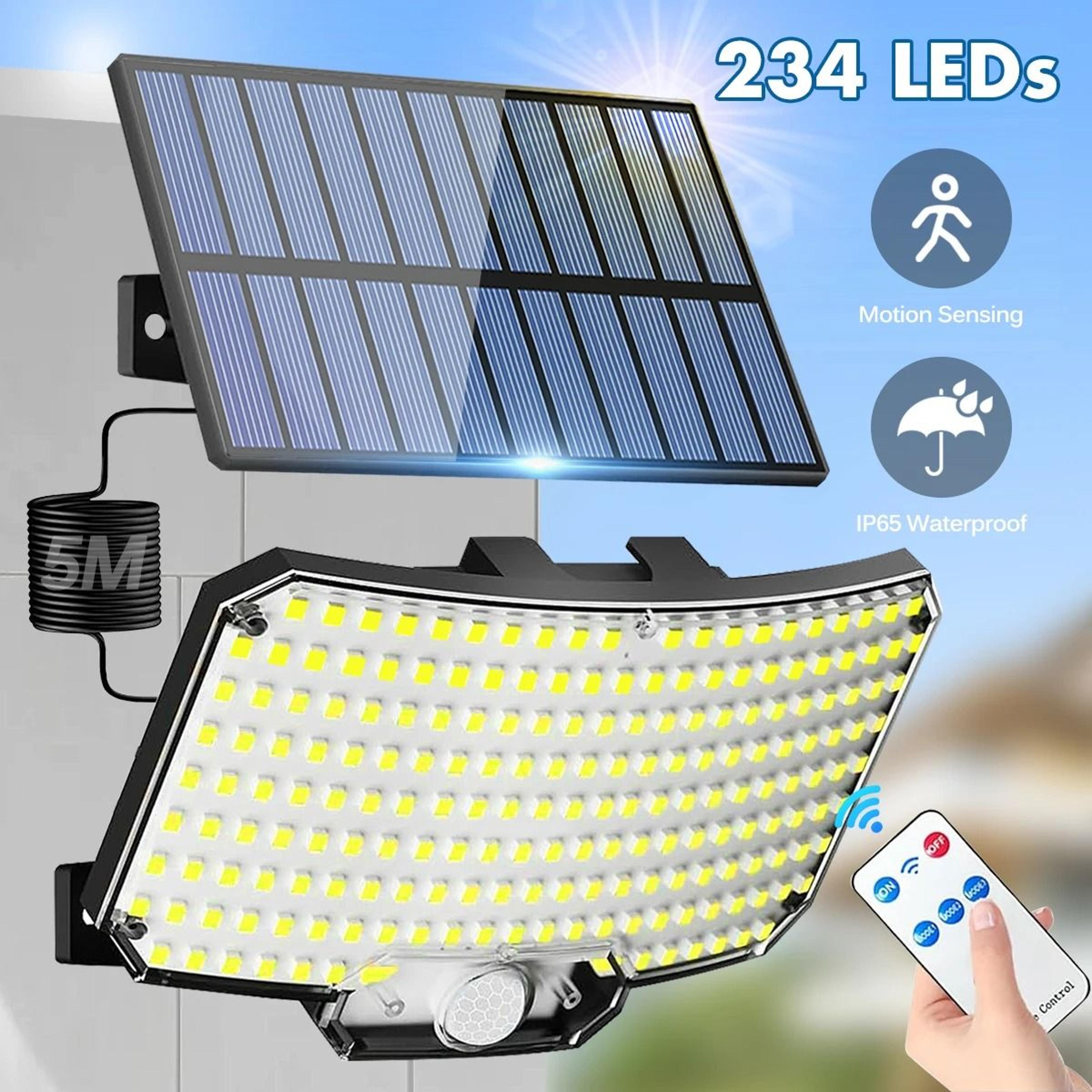234LED Solar Motion Sensor Light With Remote And IP65 Waterproof Floodlight 0