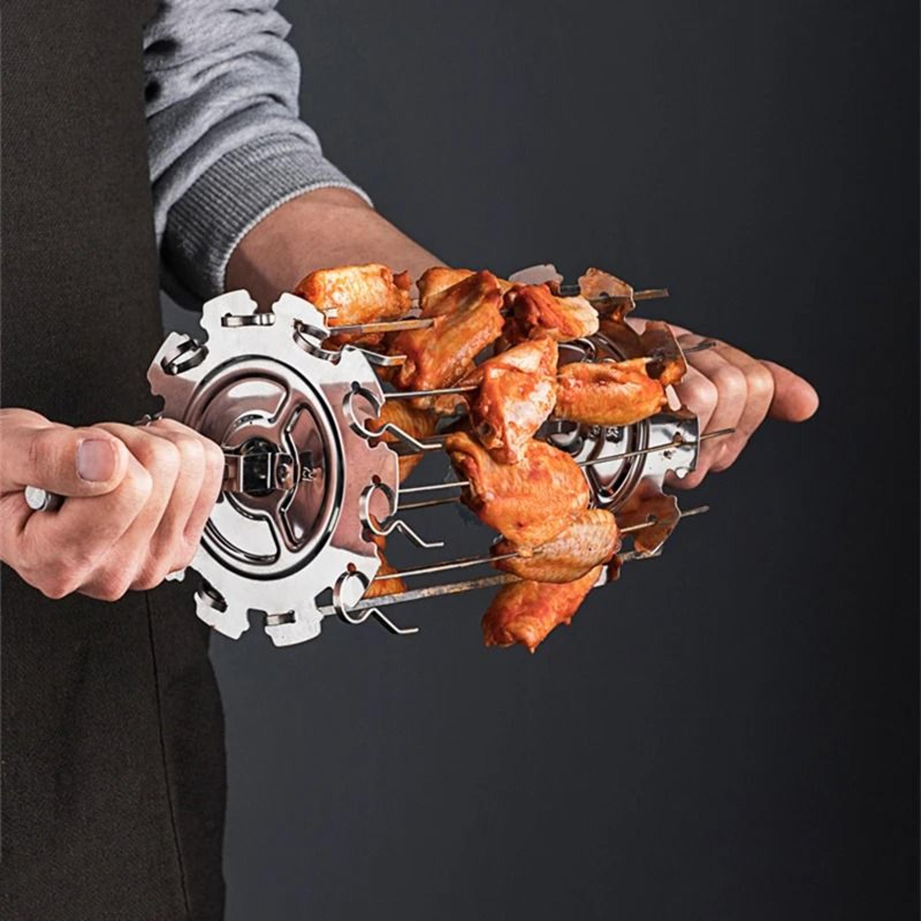 rotisserie kebab skewer stainless steel oven grill cage with 10 skewers