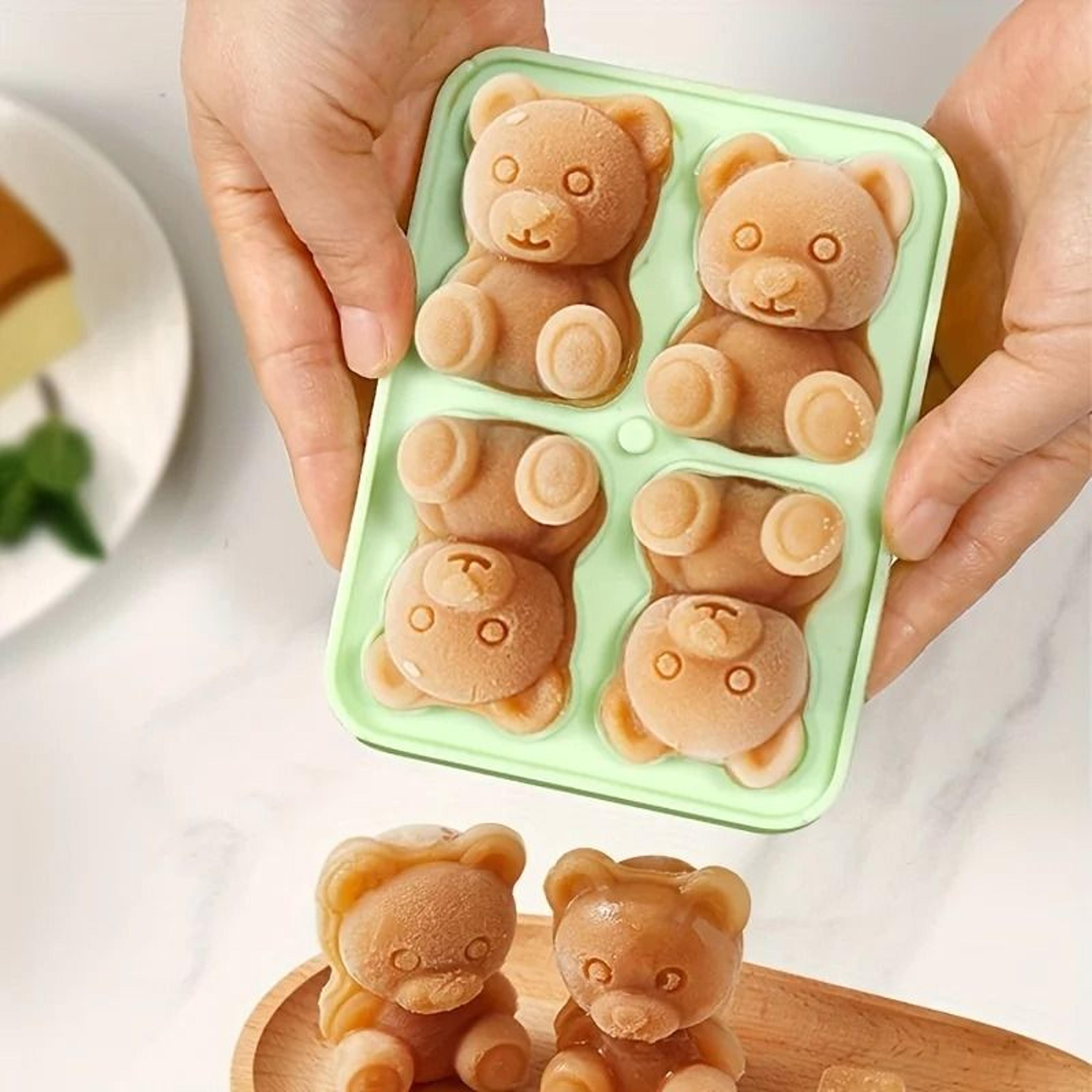 cute teddy bear ice cube tray flexible food grade silicone mold