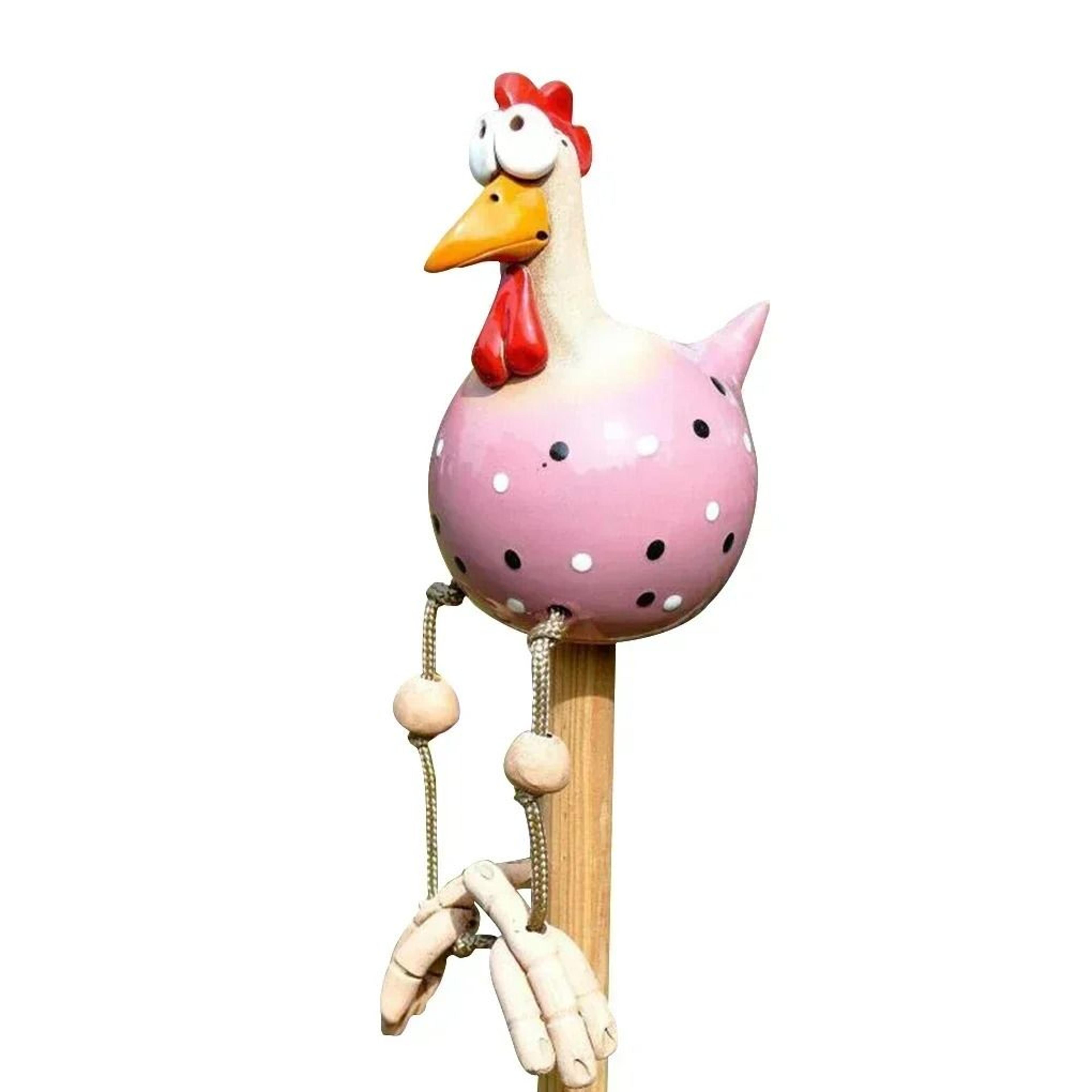 Funny Chicken Garden Statue BigEyed LongLeg Hen Stake Decor 3