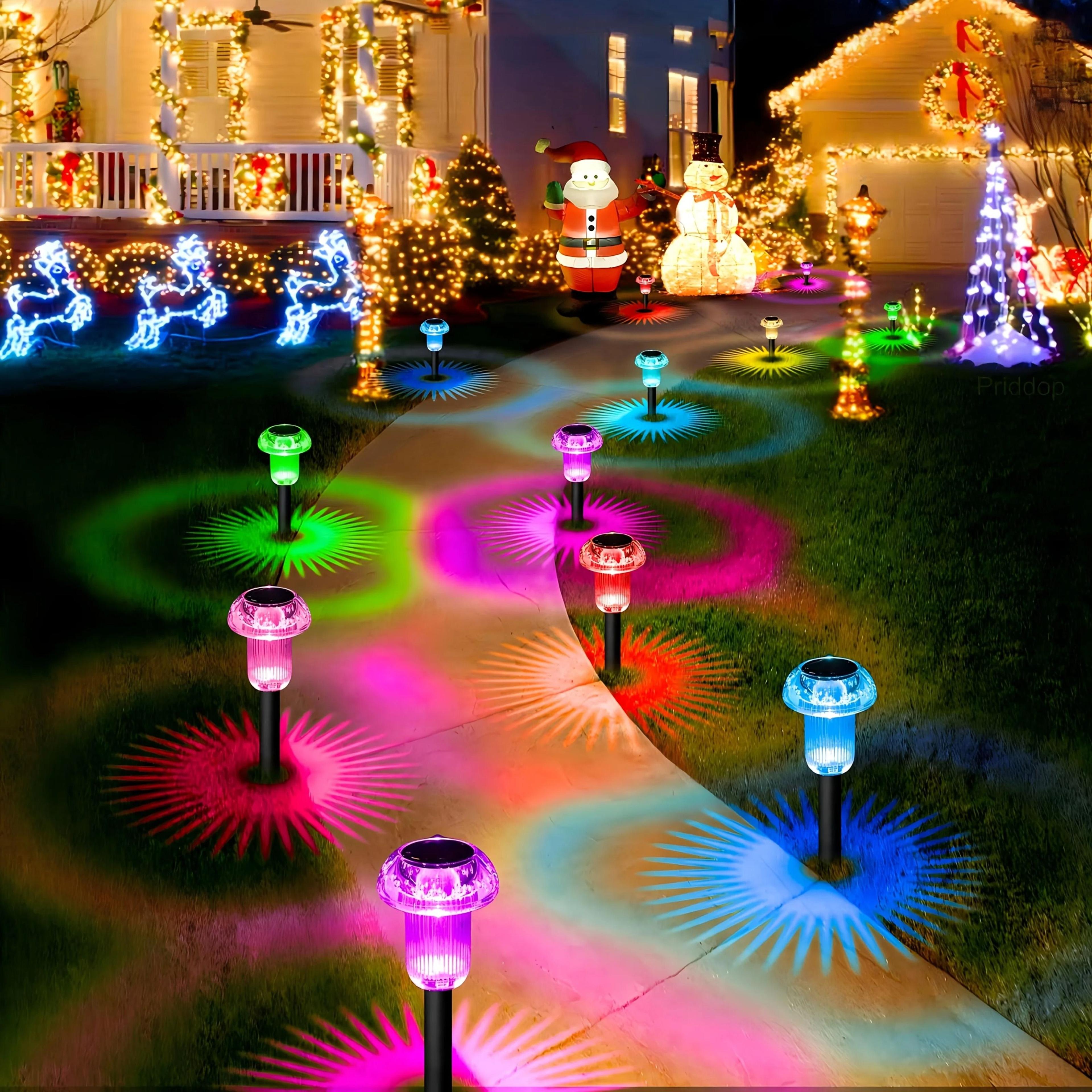 4pcs solar mushroom pathway lights waterproof led garden stake set