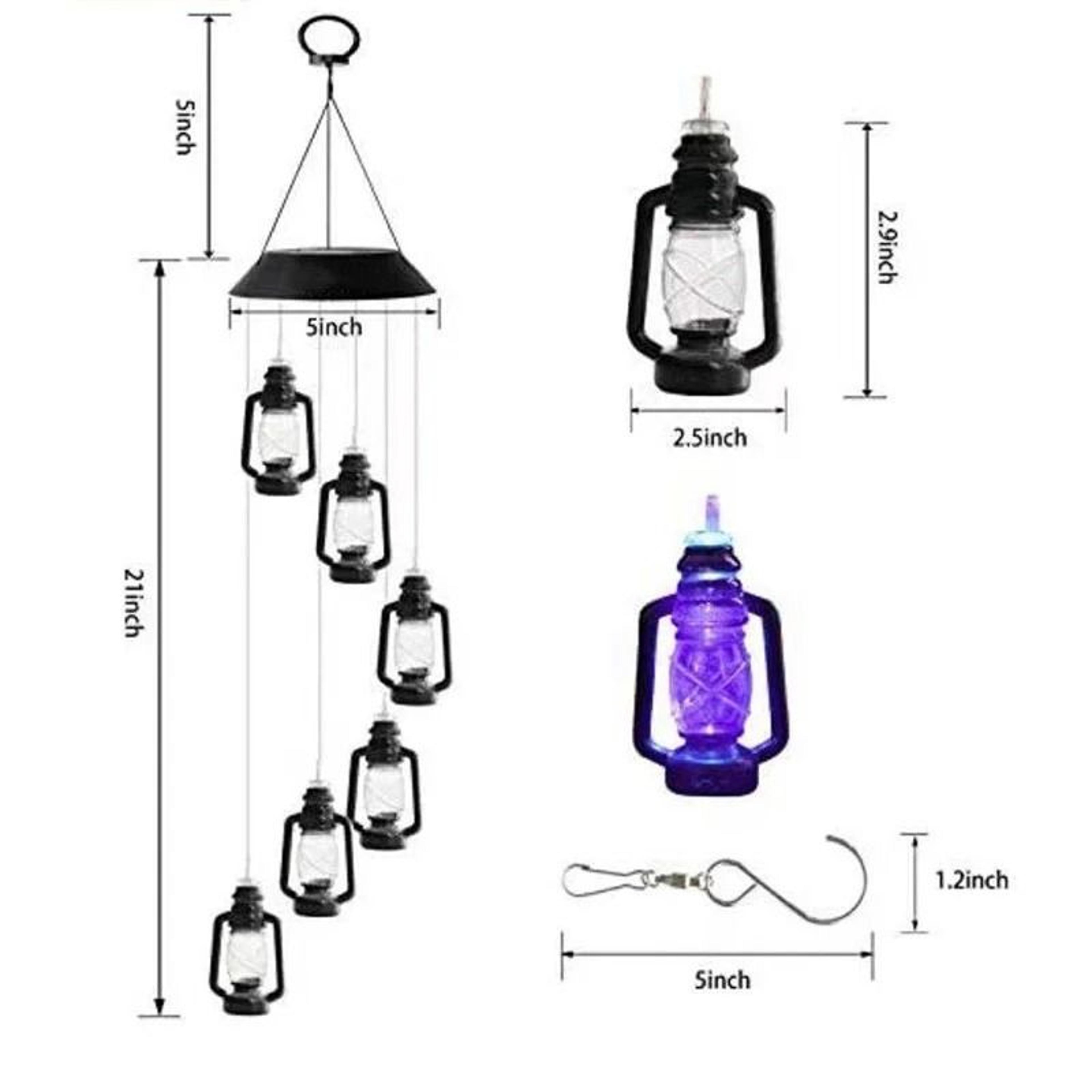 Retro Solar Wind Chime Lantern ColorChanging Hanging Garden Light 3