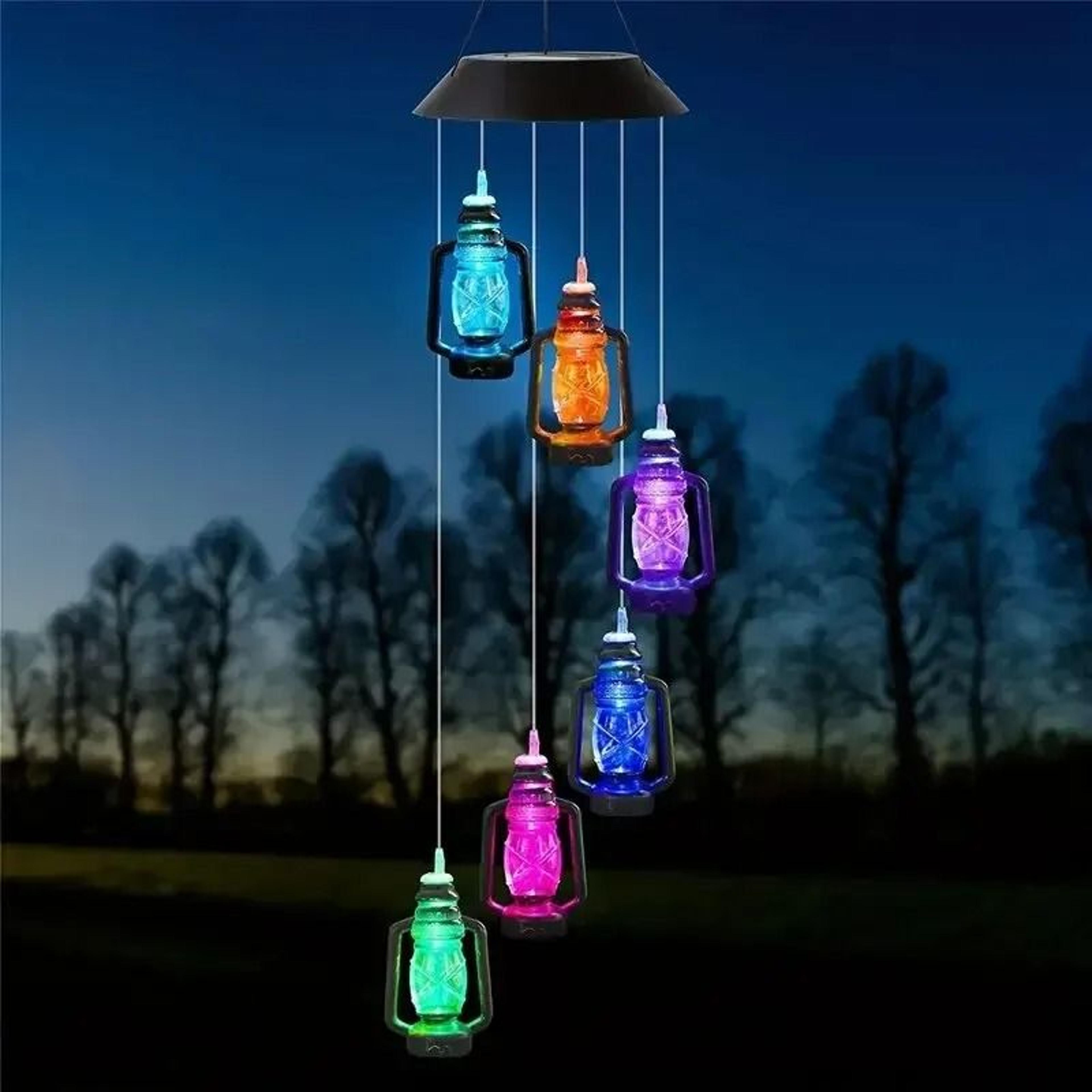 Retro Solar Wind Chime Lantern ColorChanging Hanging Garden Light 5