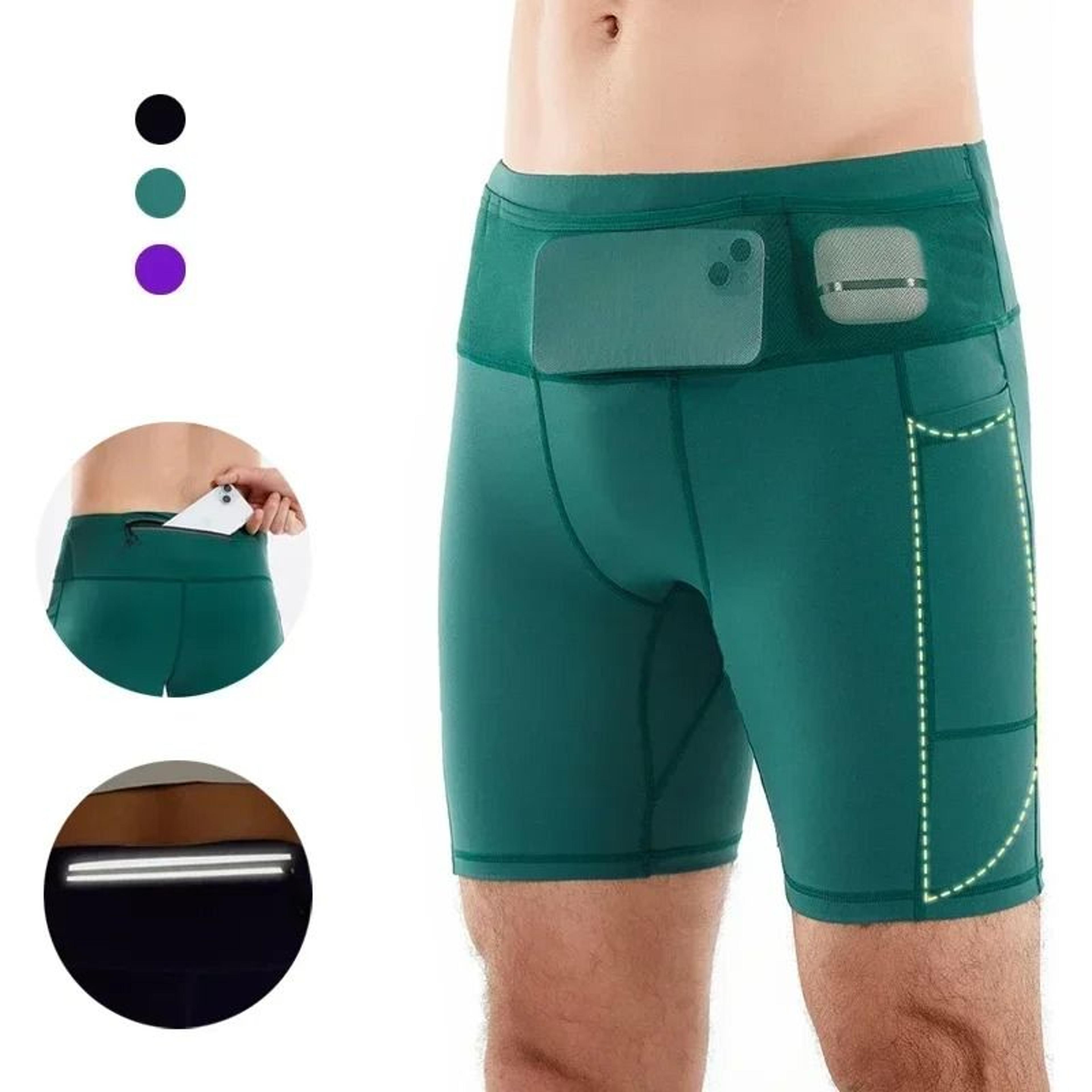 mens compression running shorts 3.0 quick-dry multi-pocket training tights