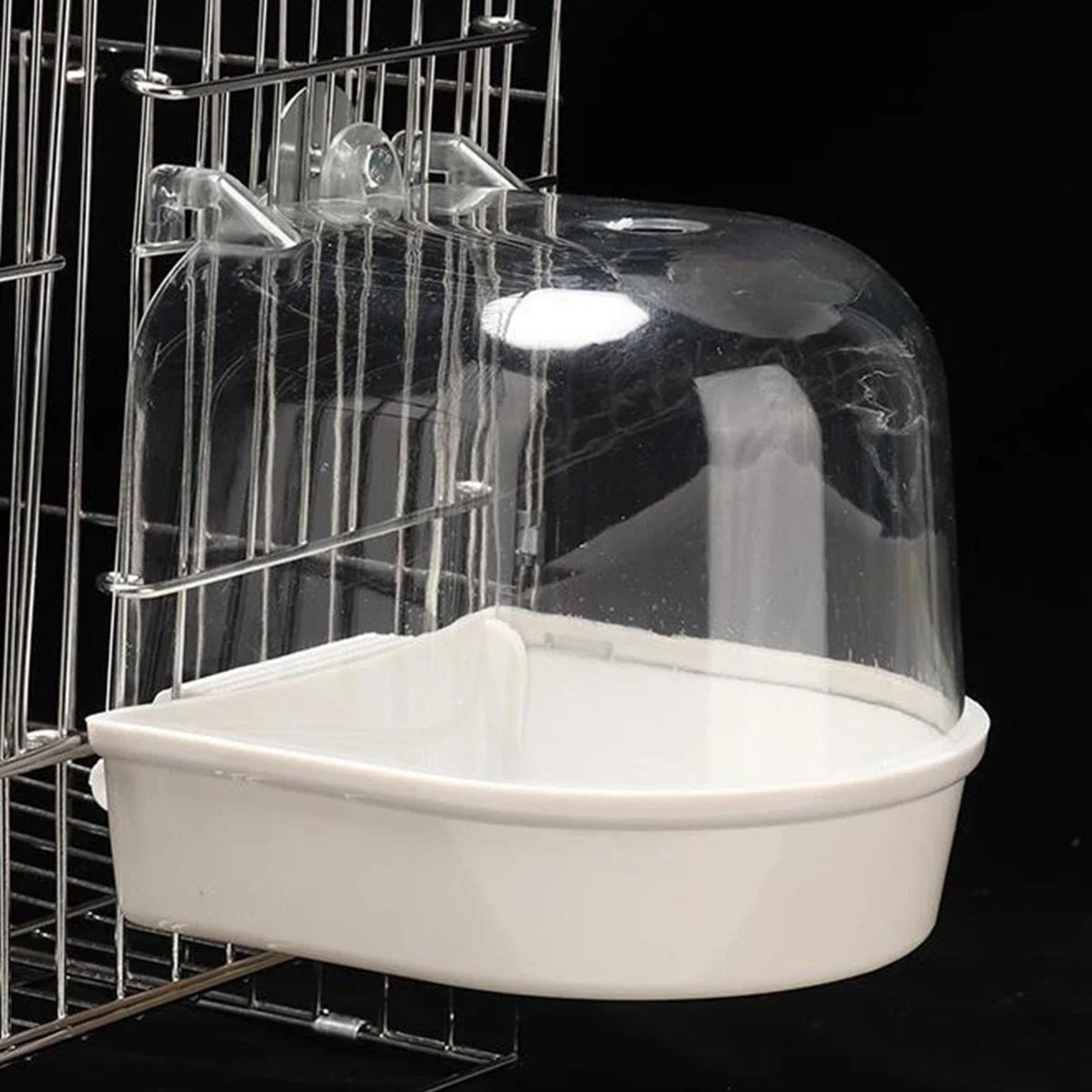 Hanging Bird Bath Box Clear Cage Shower For Parakeets And Small Parrots 4