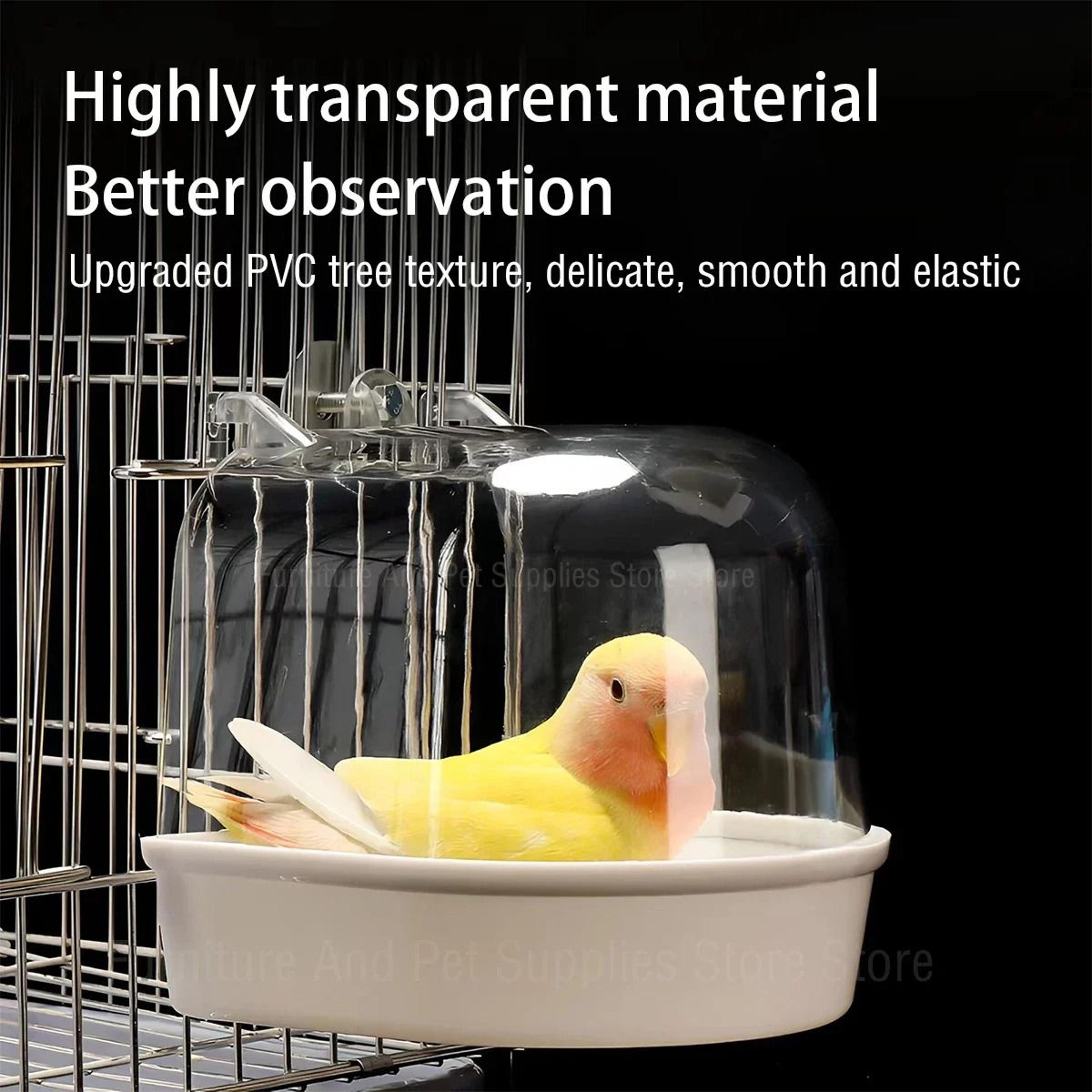 Hanging Bird Bath Box Clear Cage Shower For Parakeets And Small Parrots 7