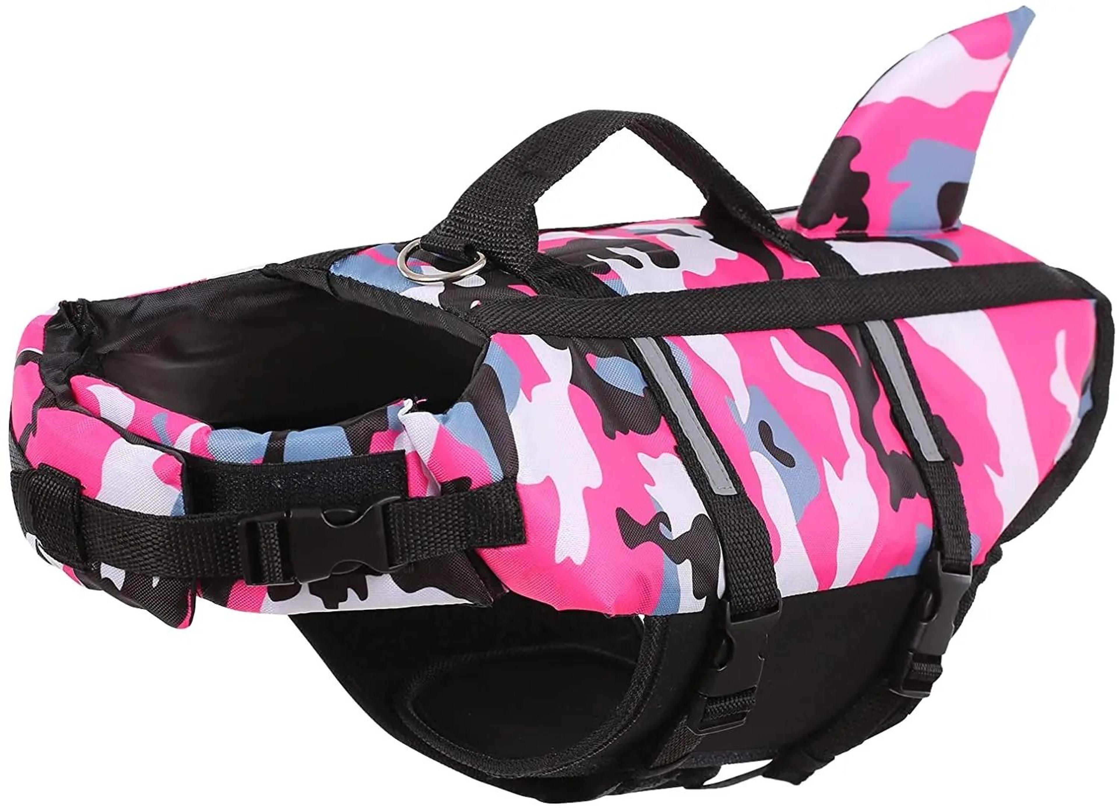 Camouflage Shark Dog Life Jacket Adjustable Swim Vest With Rescue Handle 2