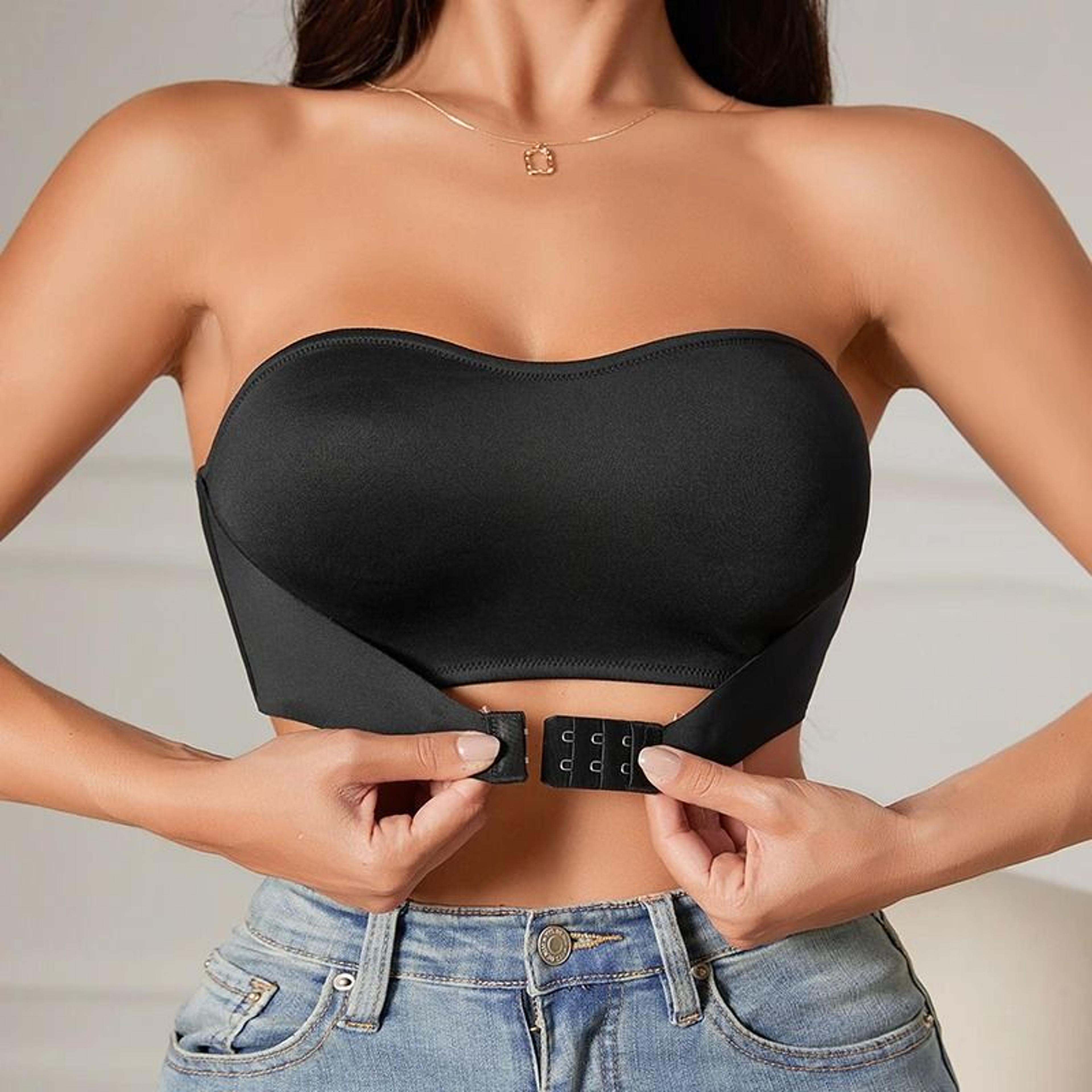 womens seamless strapless bra ice silk padded anti-slip bralette