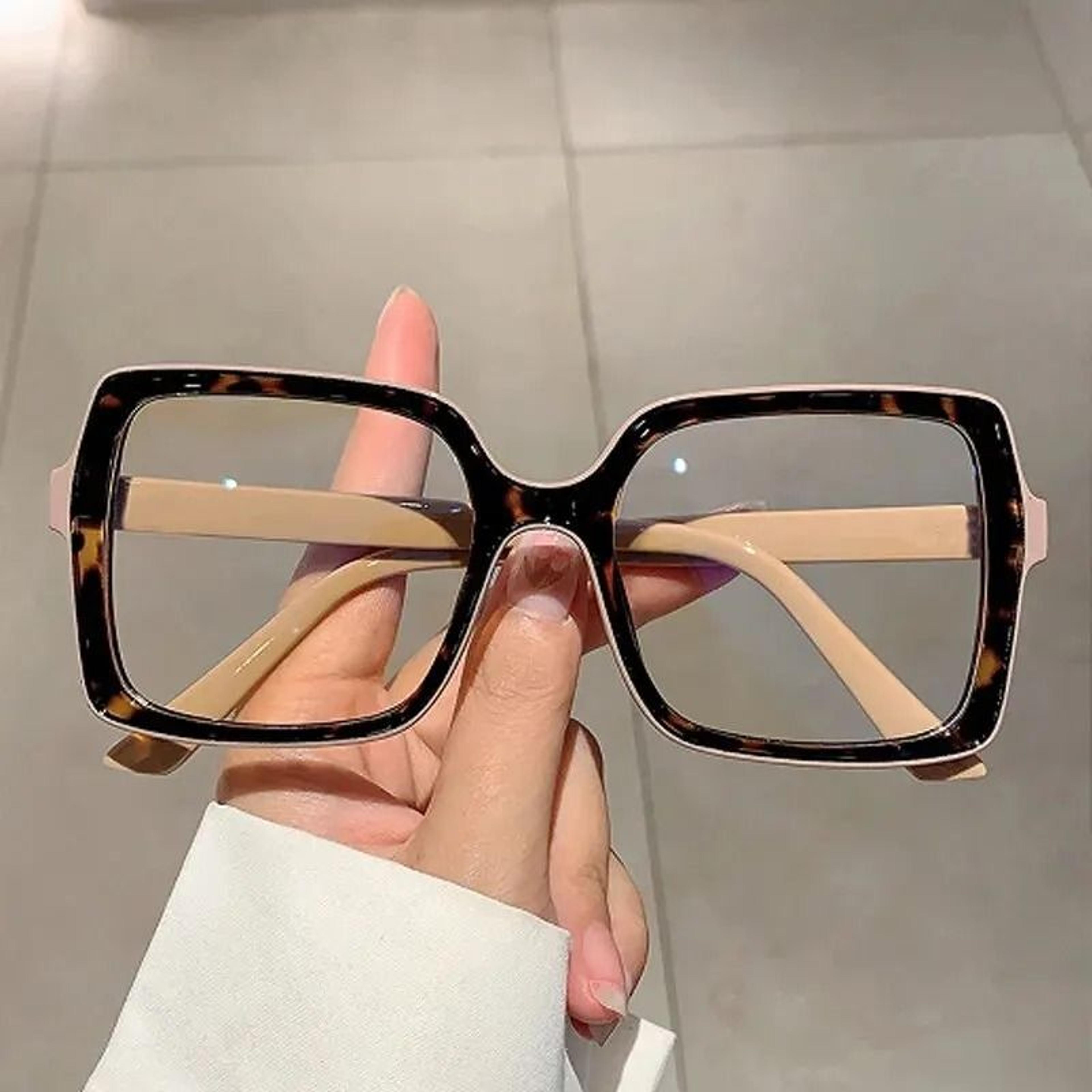 retro blue light glasses bold color block full-rim optical frames