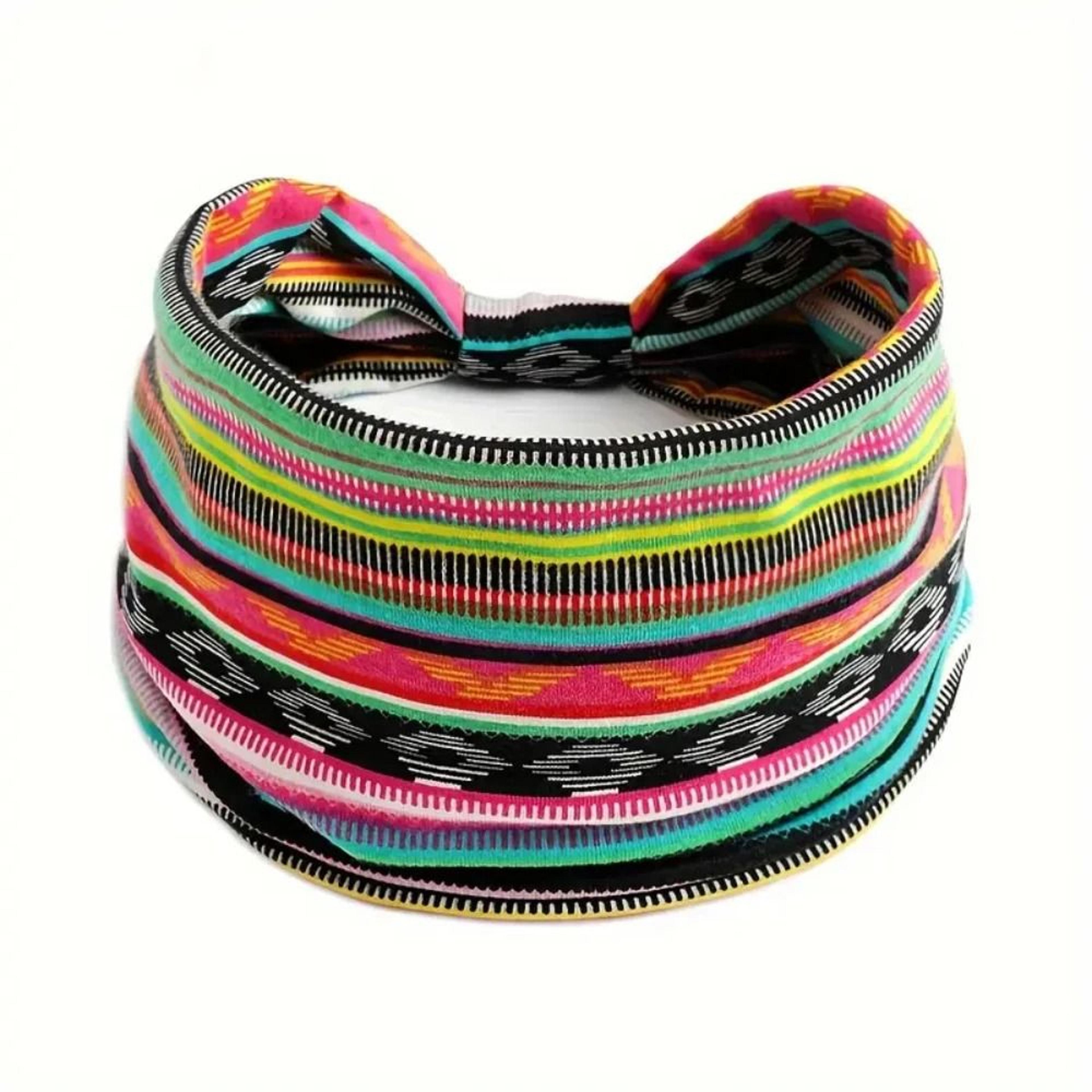 Womens Bohemian Headband Breathable Wide Elastic Cotton Headscarf 1