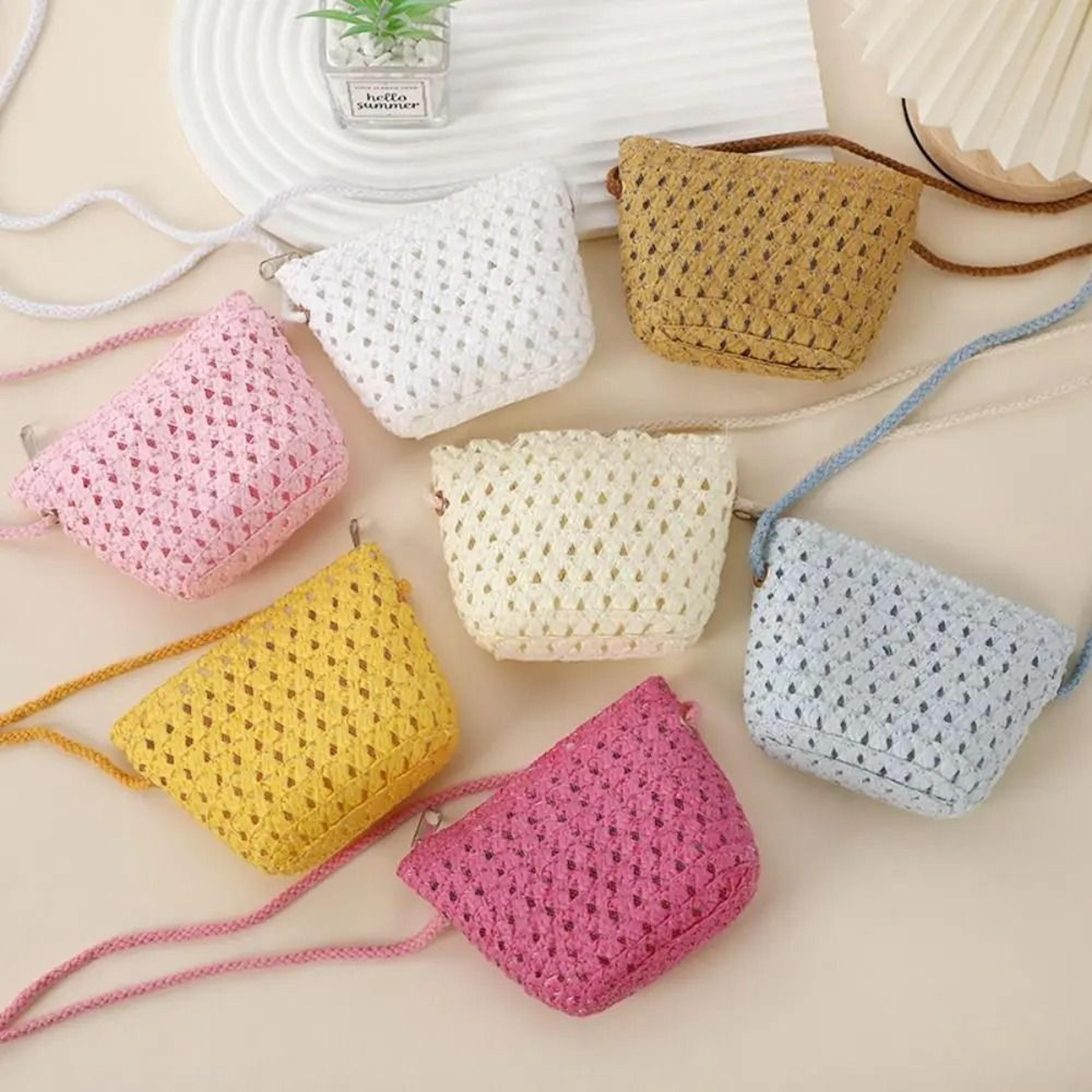 mini straw crossbody bag handwoven summer beach shoulder purse