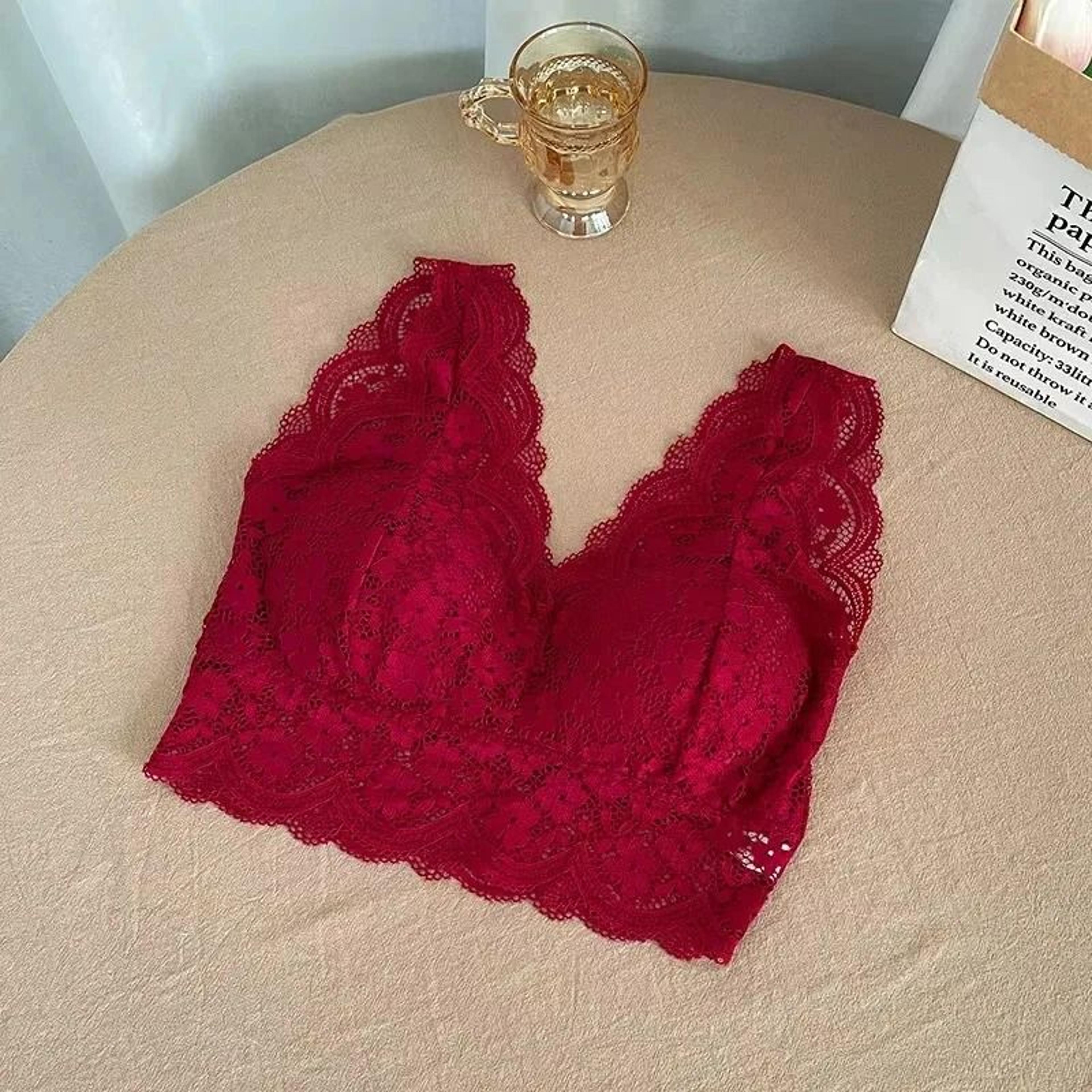Womens Lace Deep V Bralette Wireless Padded V Back Camisole Top 6