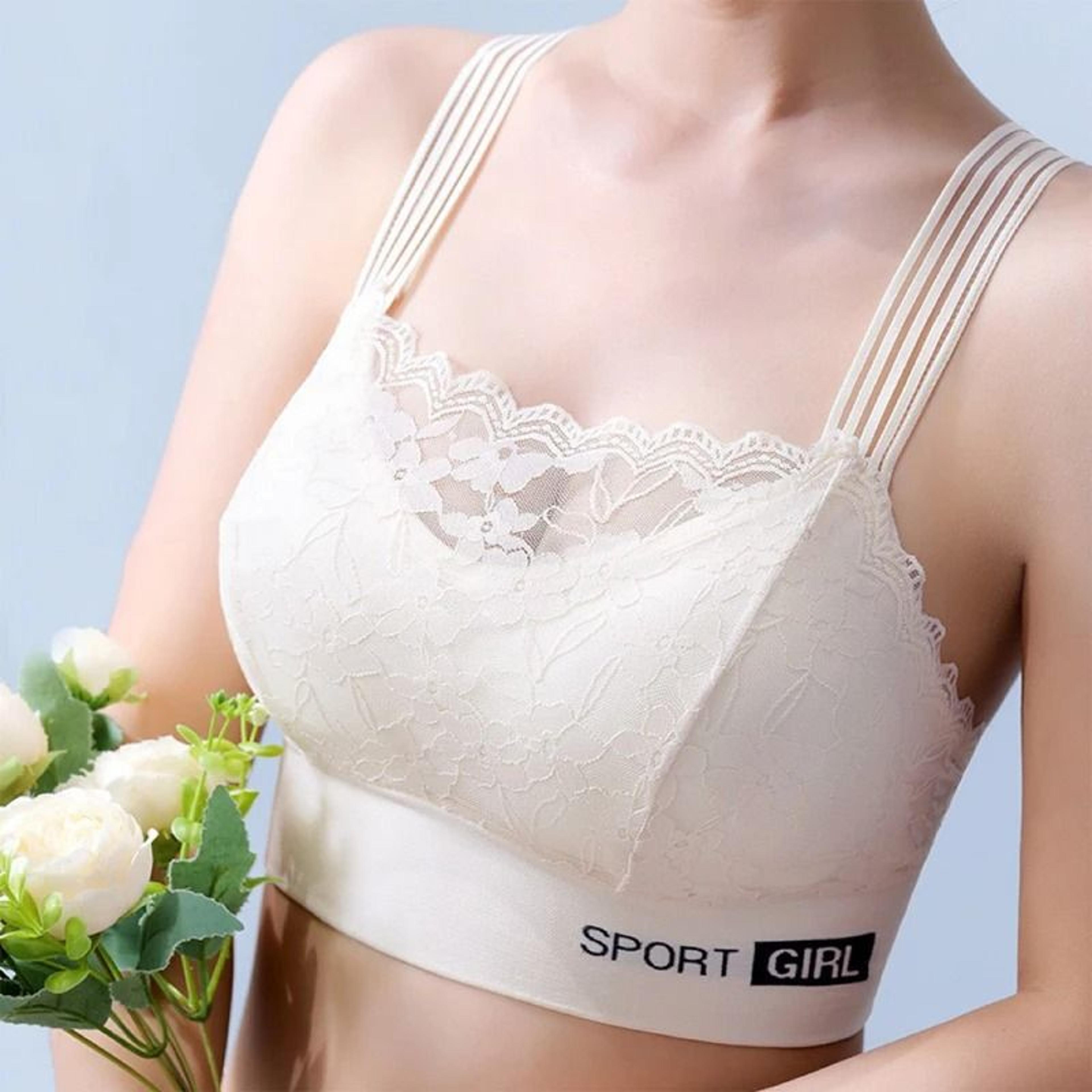 Womens Lace Wireless Bralette Padded Vest Style Seamless Bra Top 5