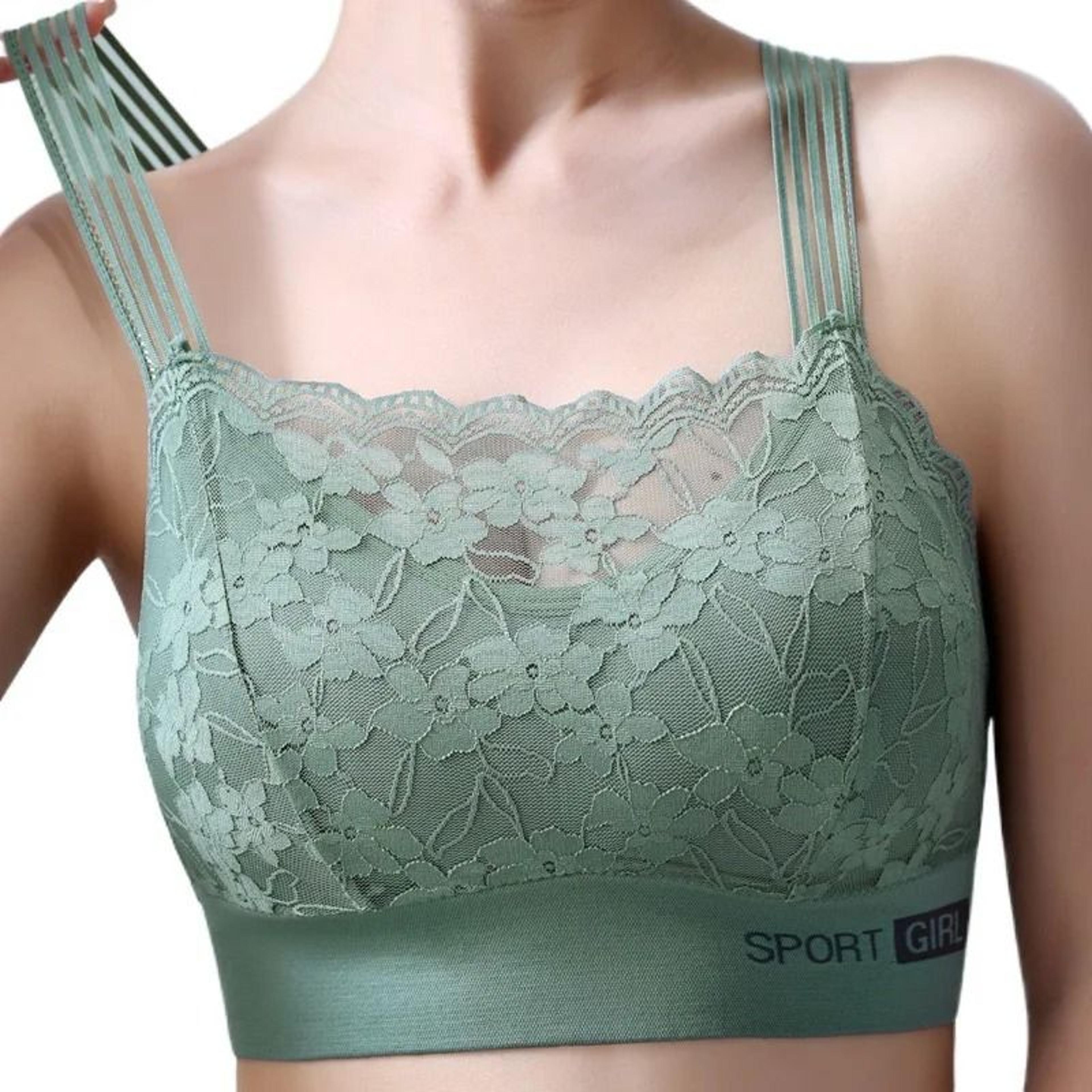 Womens Lace Wireless Bralette Padded Vest Style Seamless Bra Top 6