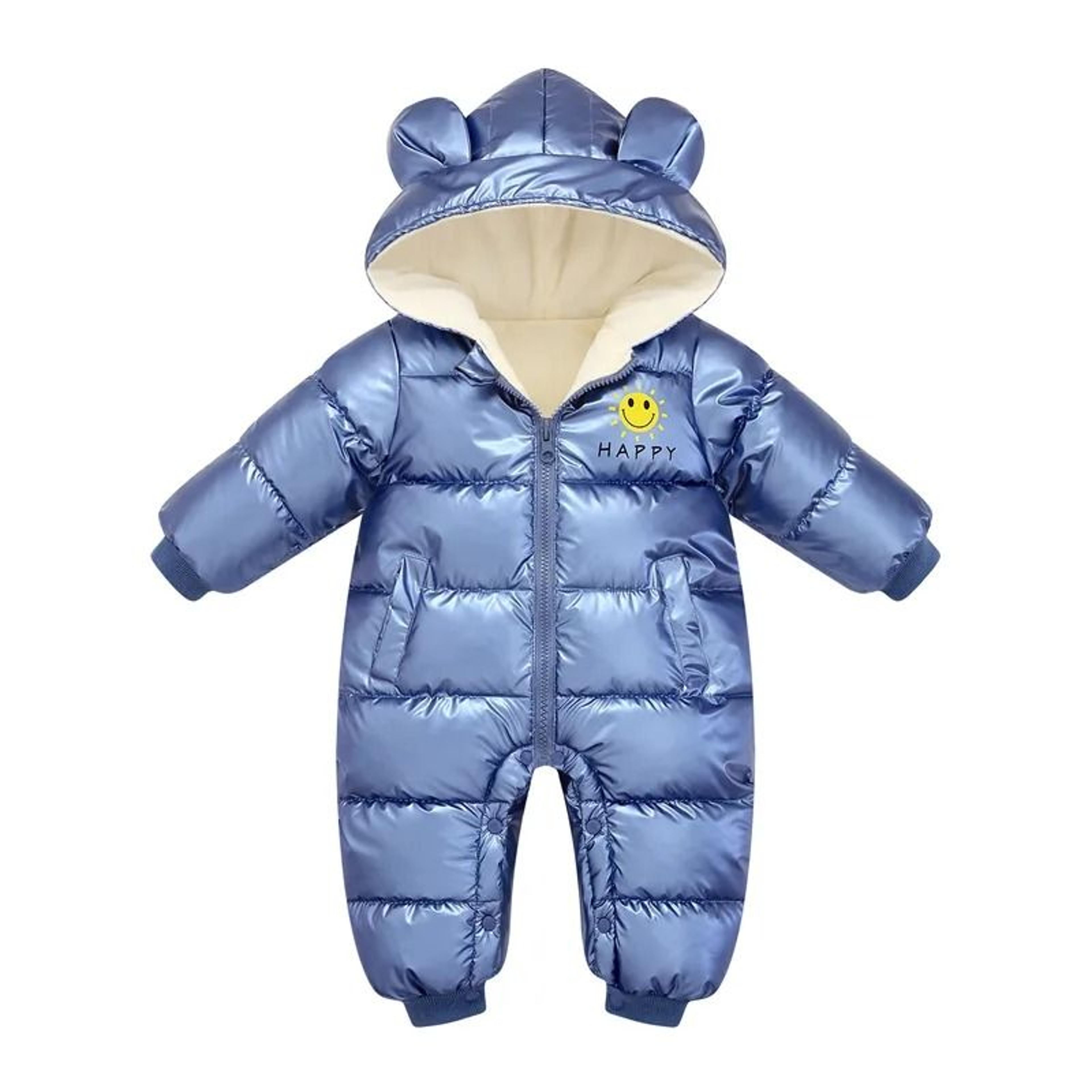 Baby Waterproof Winter Snowsuit Plus Velvet Hooded Jumpsuit For Boys And Girls 3