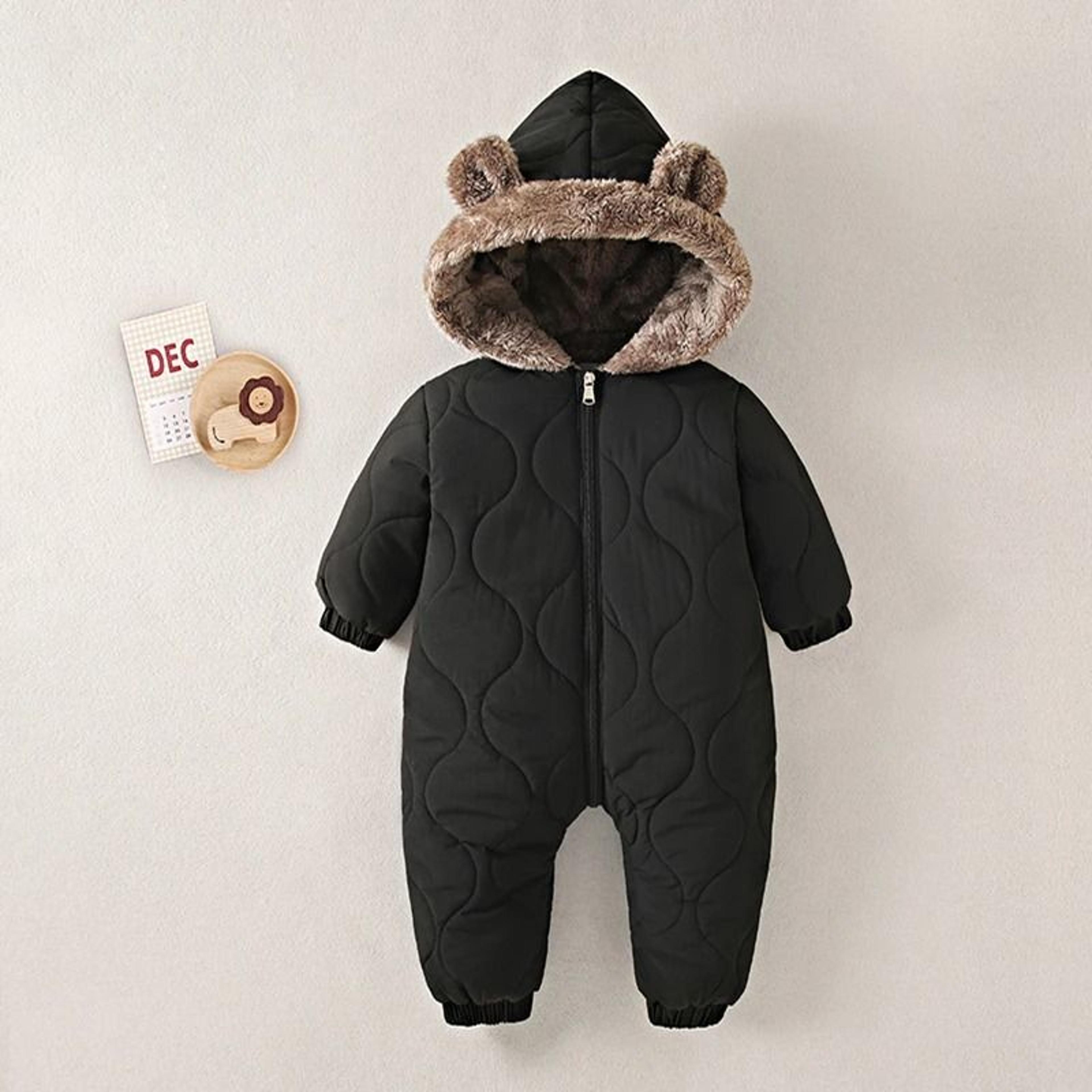 Baby Plus Velvet Winter Snowsuit Hooded Jumpsuit Romper For Boys And Girls 1