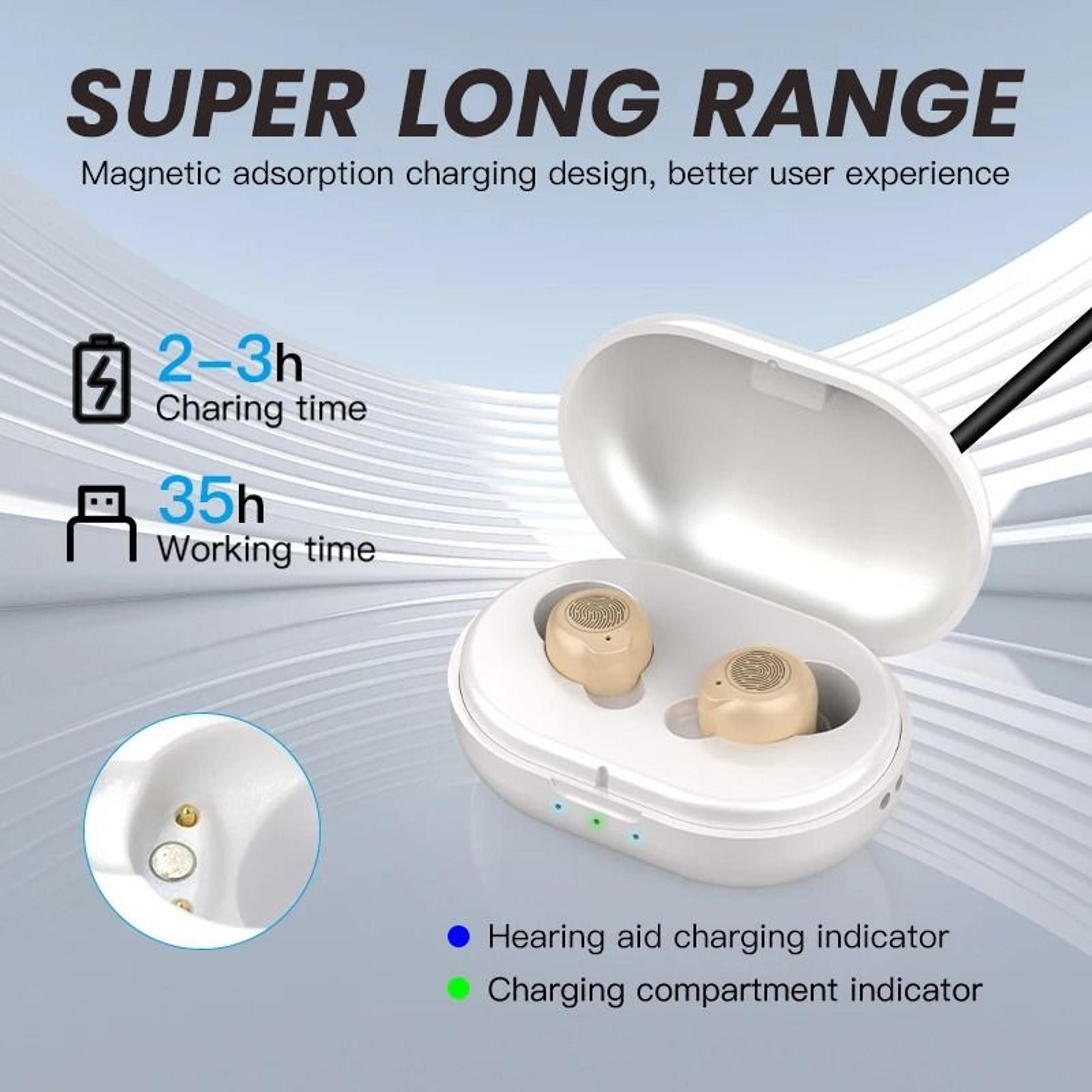 Pair Rechargeable Sound Amplifiers Touch Control Mini In Ear Listening Devices 0