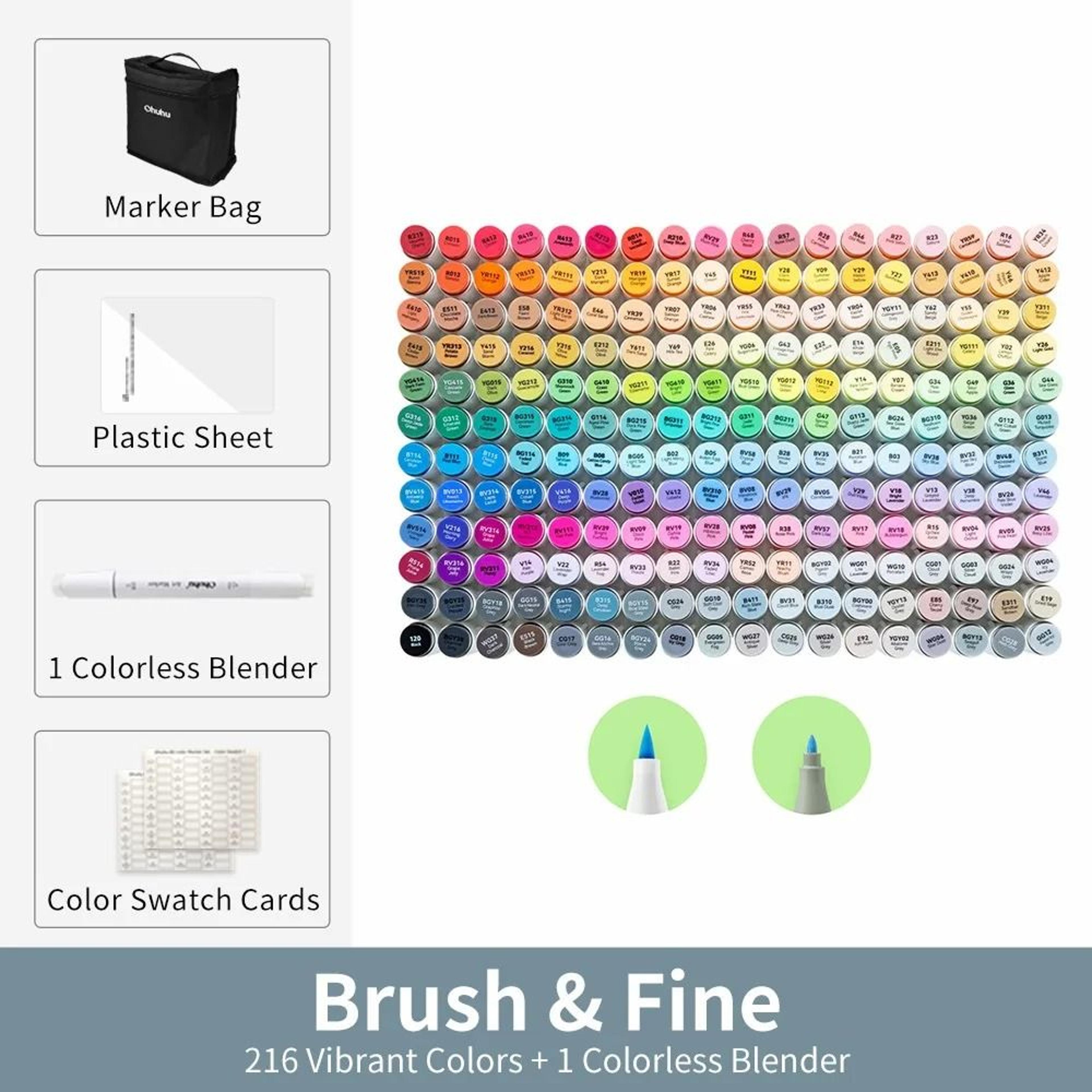 Refillable Dual Tip Alcohol Marker Set Brush And Fine Art Markers 14
