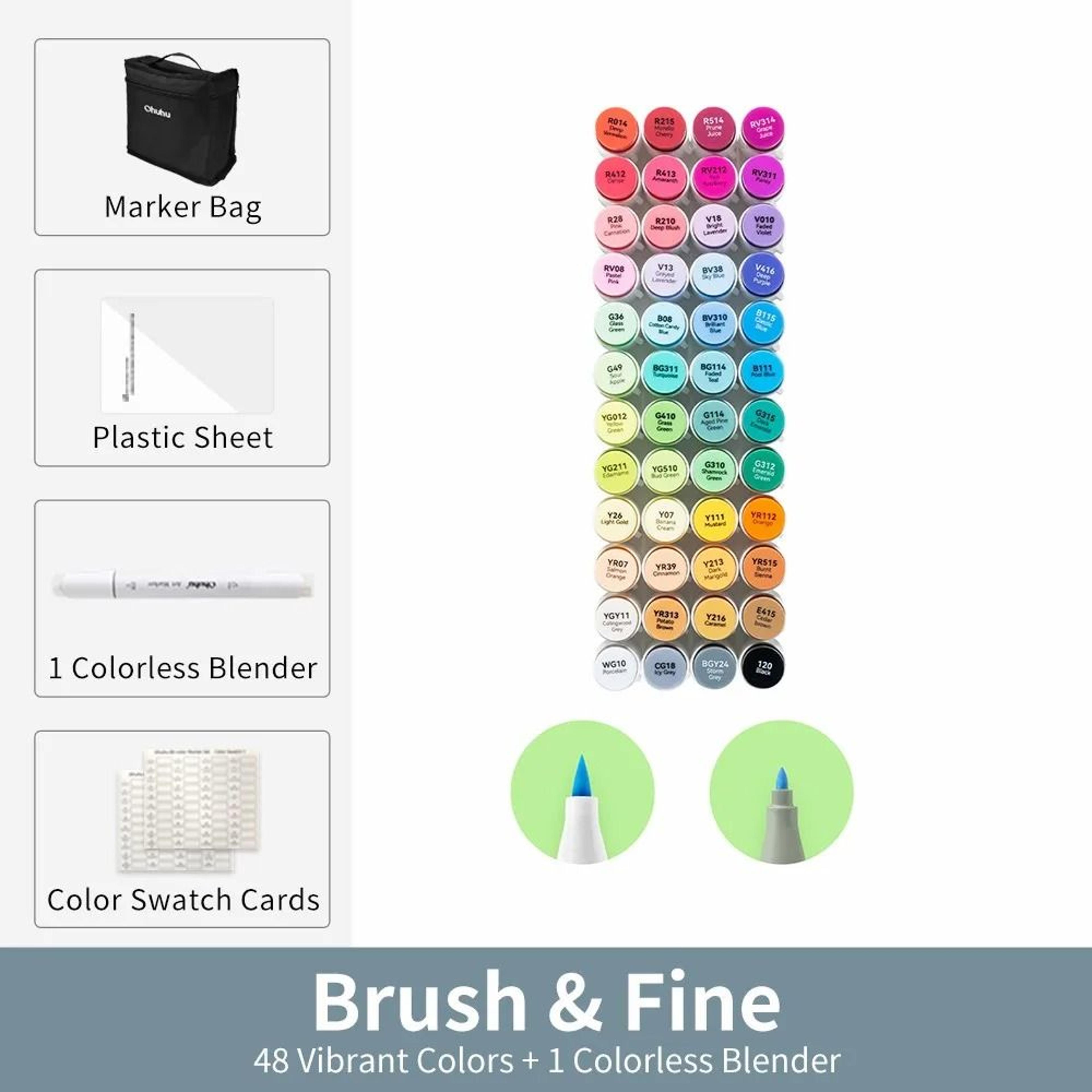 Refillable Dual Tip Alcohol Marker Set Brush And Fine Art Markers 5