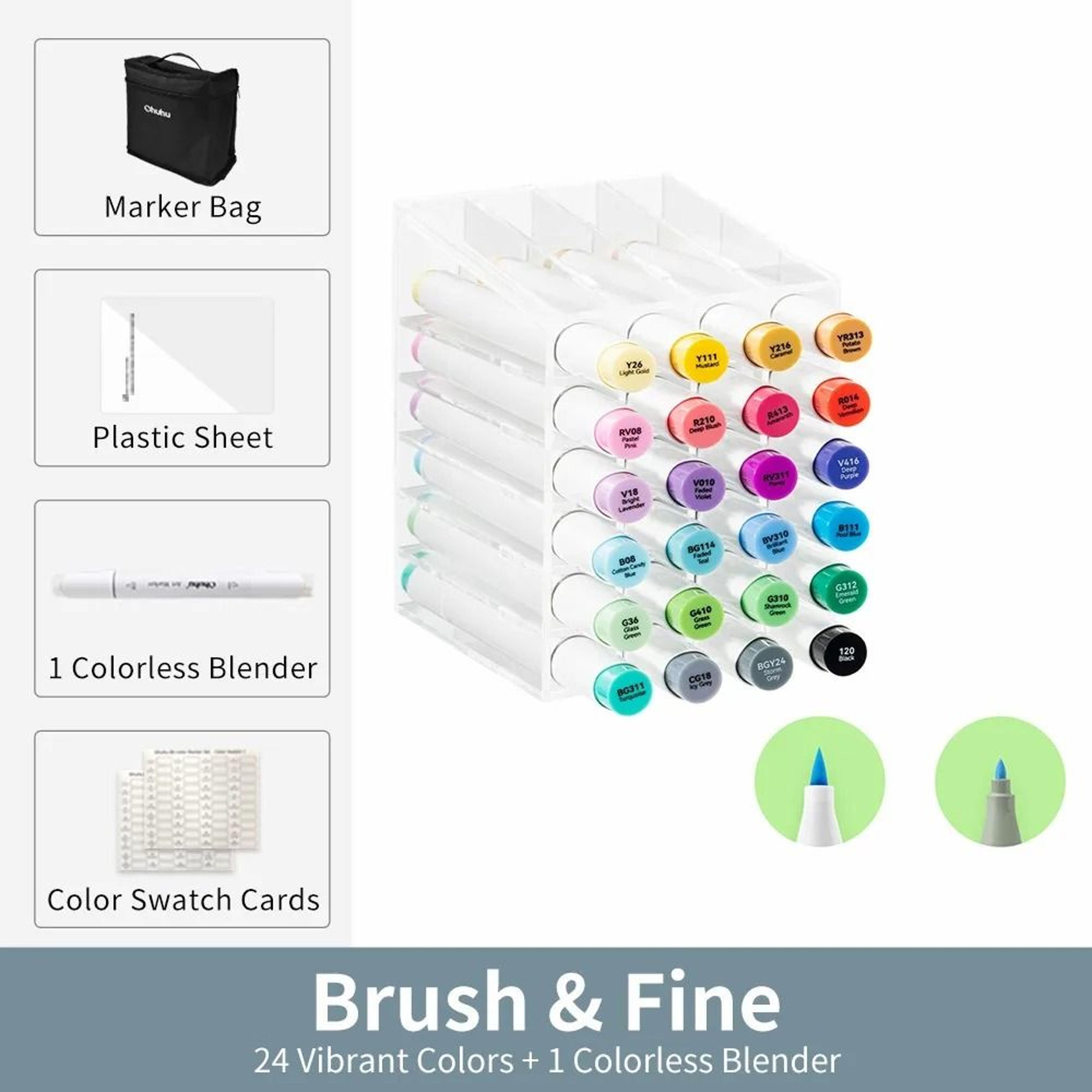 Refillable Dual Tip Alcohol Marker Set Brush And Fine Art Markers 1