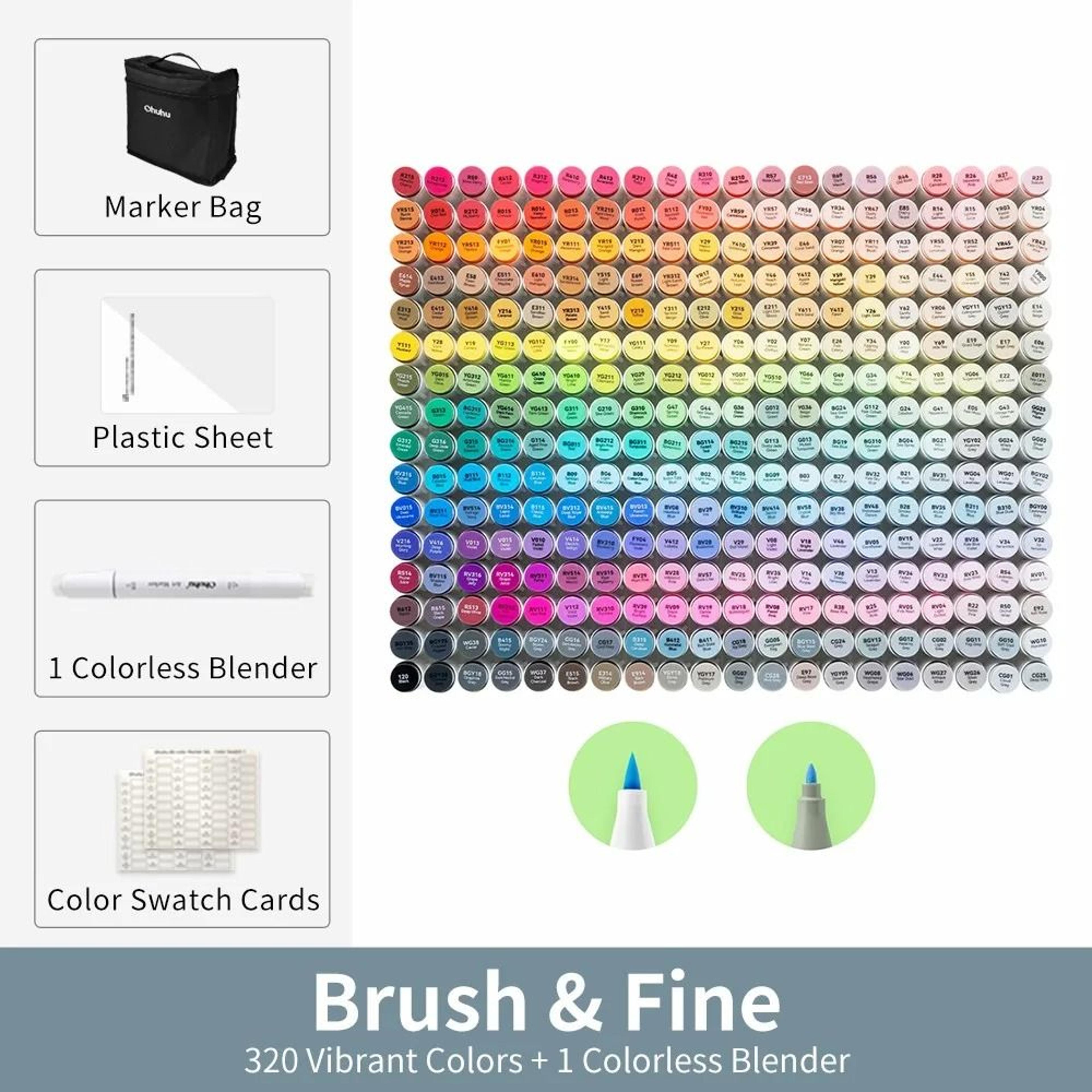 Refillable Dual Tip Alcohol Marker Set Brush And Fine Art Markers 15