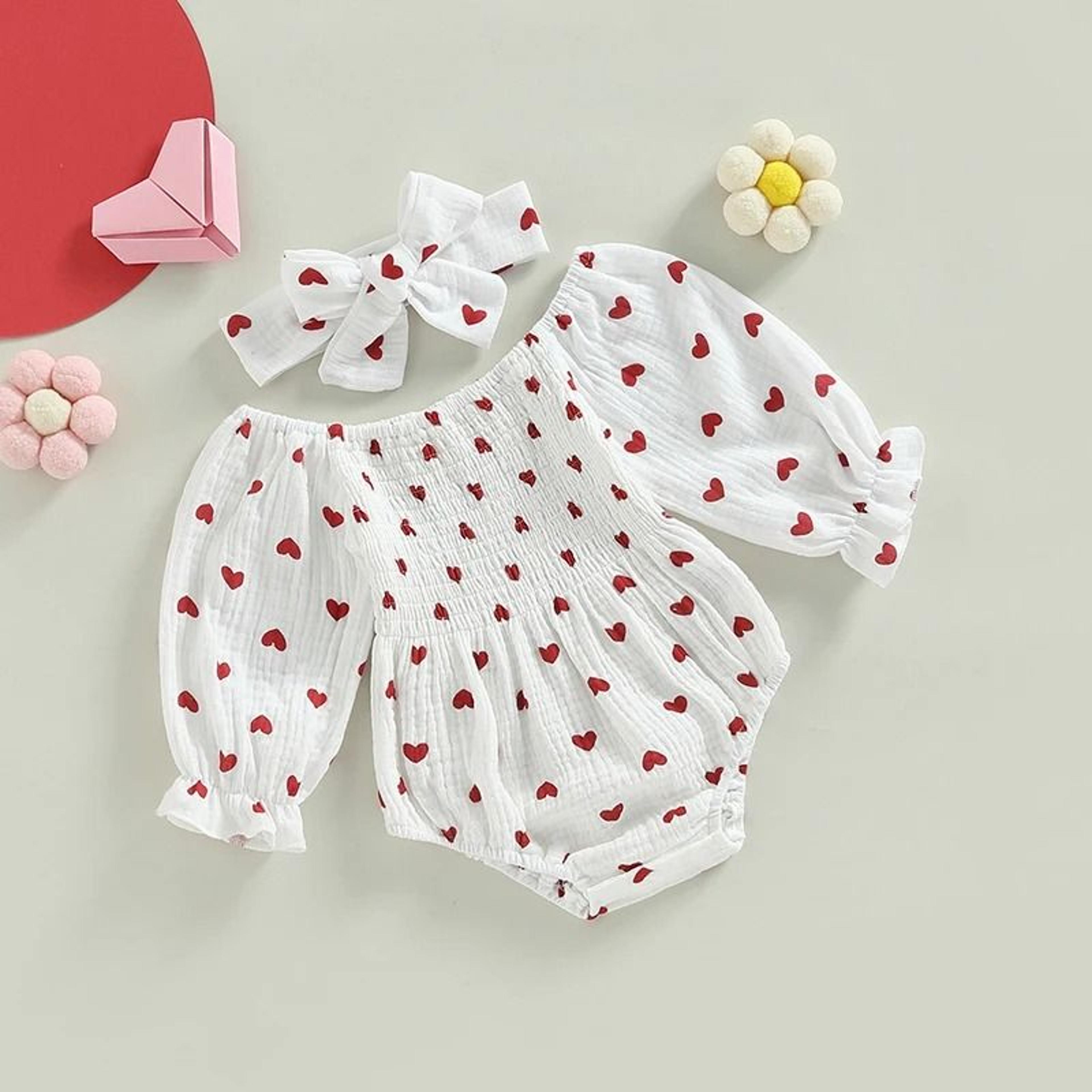 Baby Girl Floral Romper Headband Set Ruffle Long Sleeve Bodysuit Outfit 5