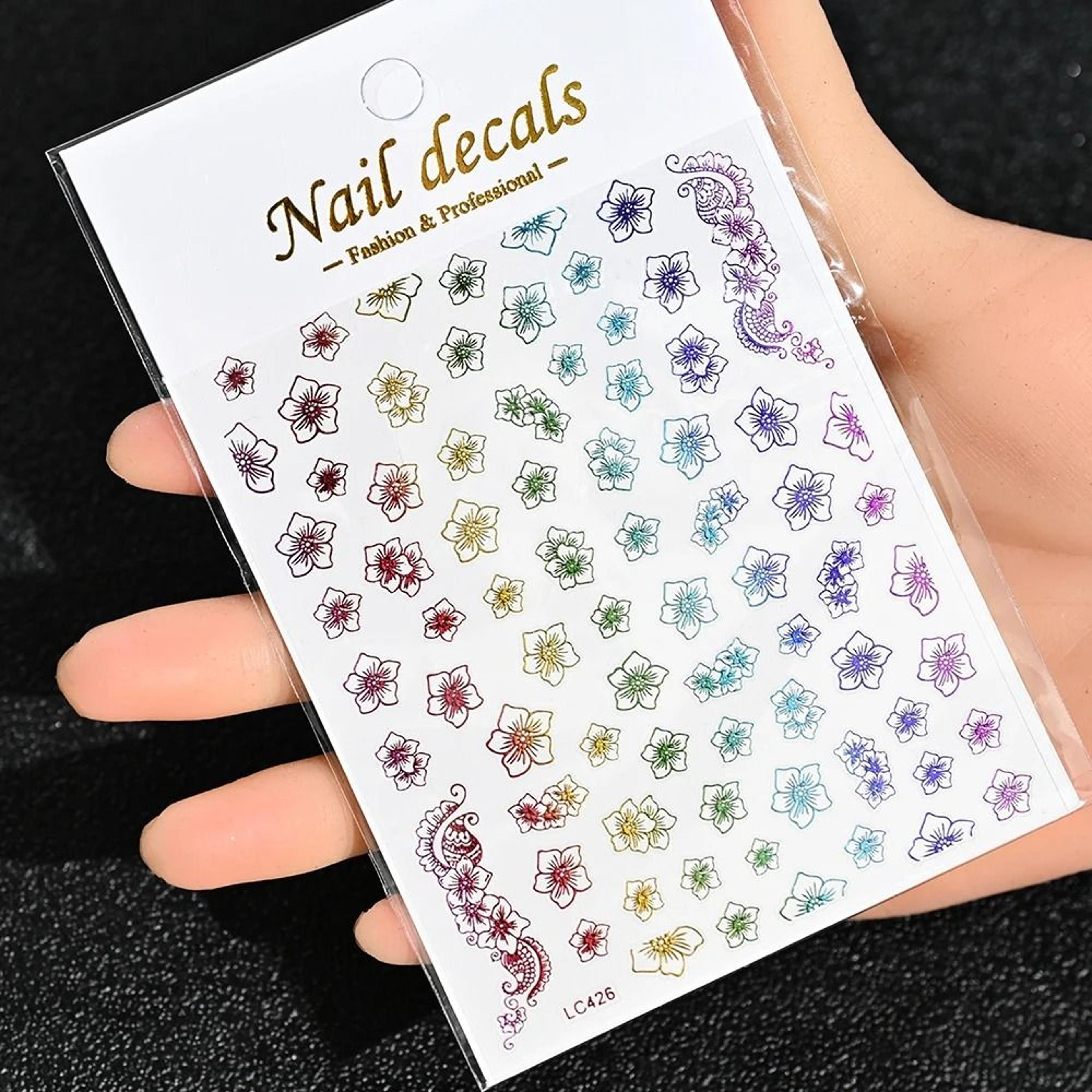 3D Celestial Nail Stickers Gold Silver Sun Moon Star Self Adhesive Decals 13