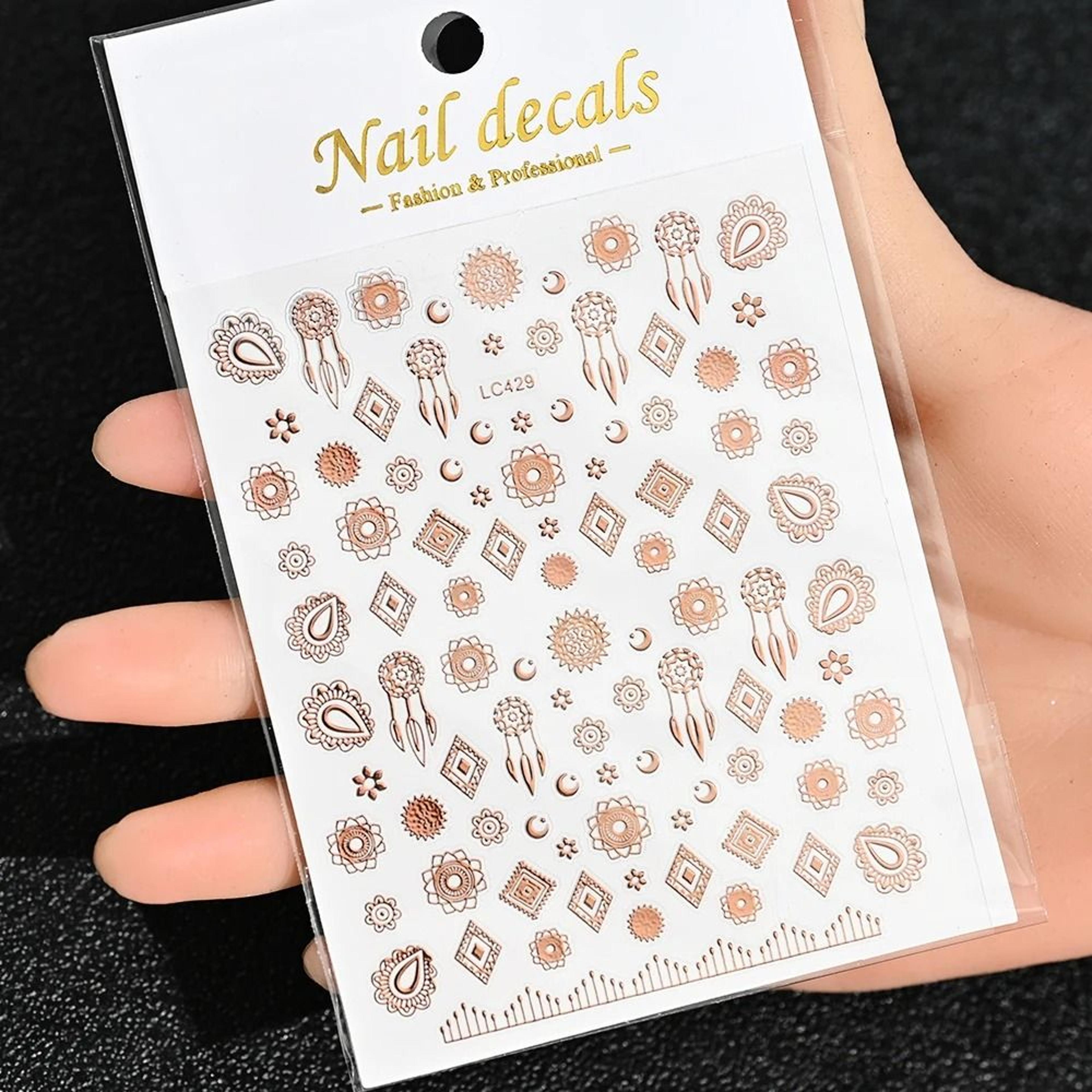 3D Celestial Nail Stickers Gold Silver Sun Moon Star Self Adhesive Decals 28
