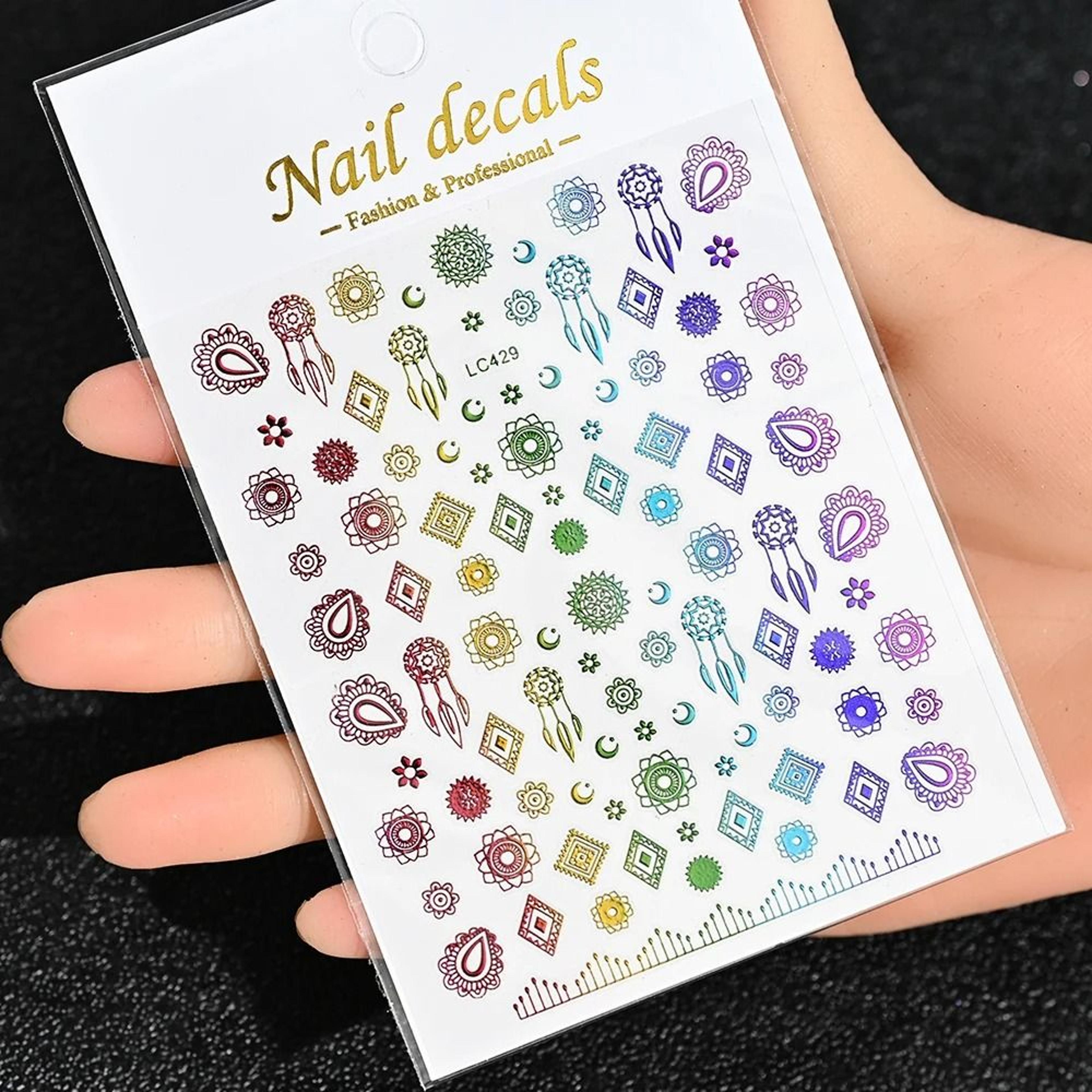 3D Celestial Nail Stickers Gold Silver Sun Moon Star Self Adhesive Decals 29