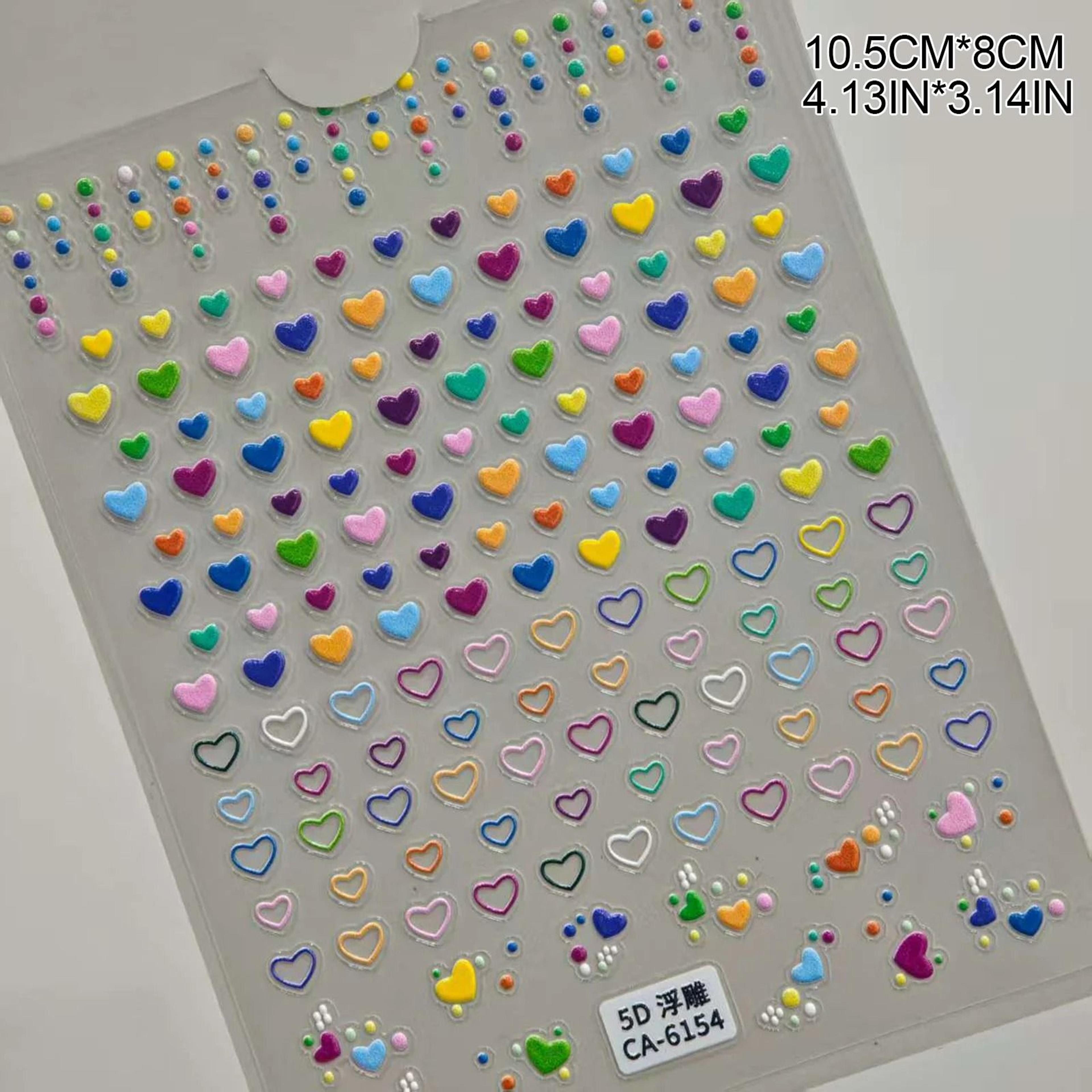 3D Embossed Nail Stickers Cute Bear Heart Flower Self Adhesive Decals 2