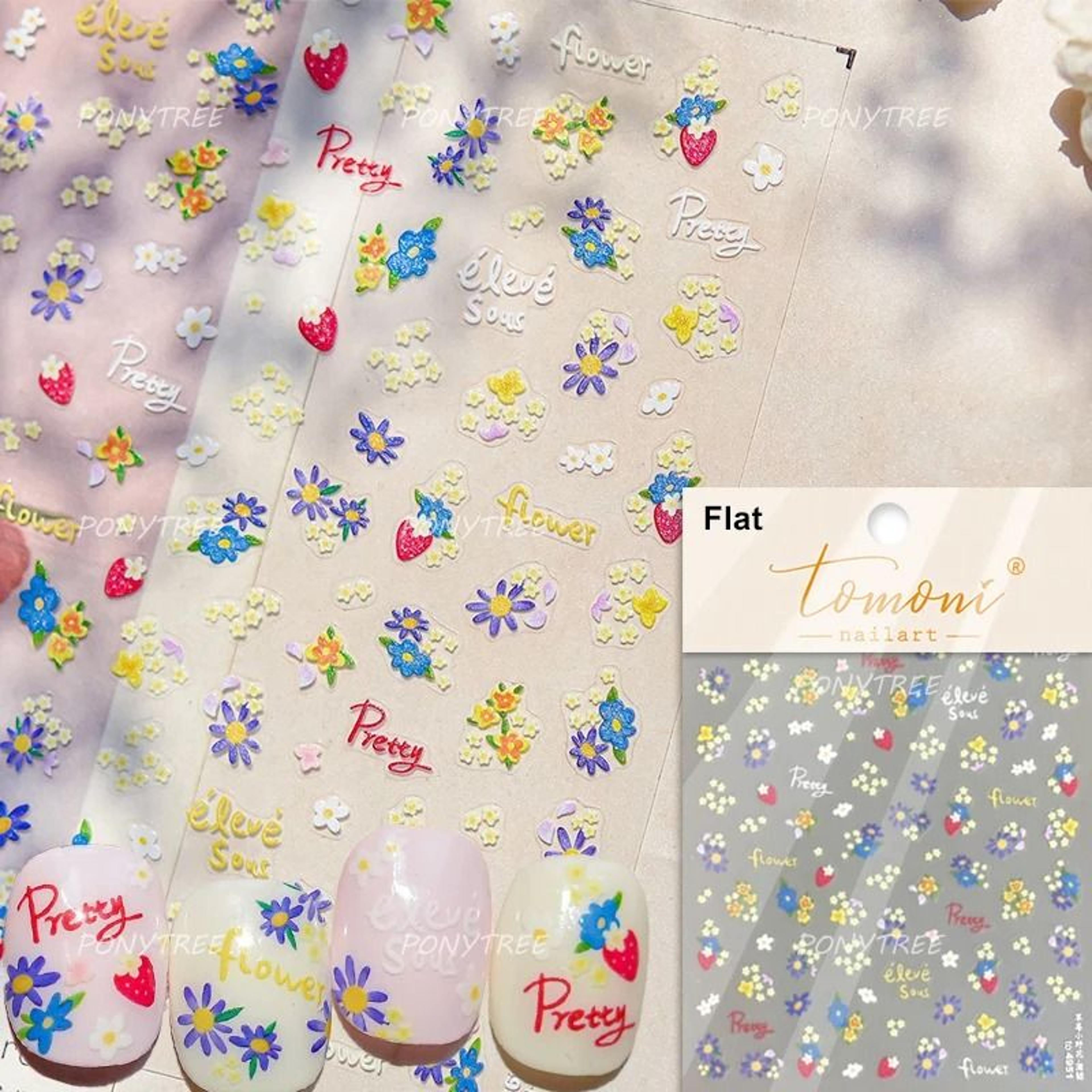 5D Frangipani Nail Stickers Colorful Lily Flower Romantic Manicure Decals 13