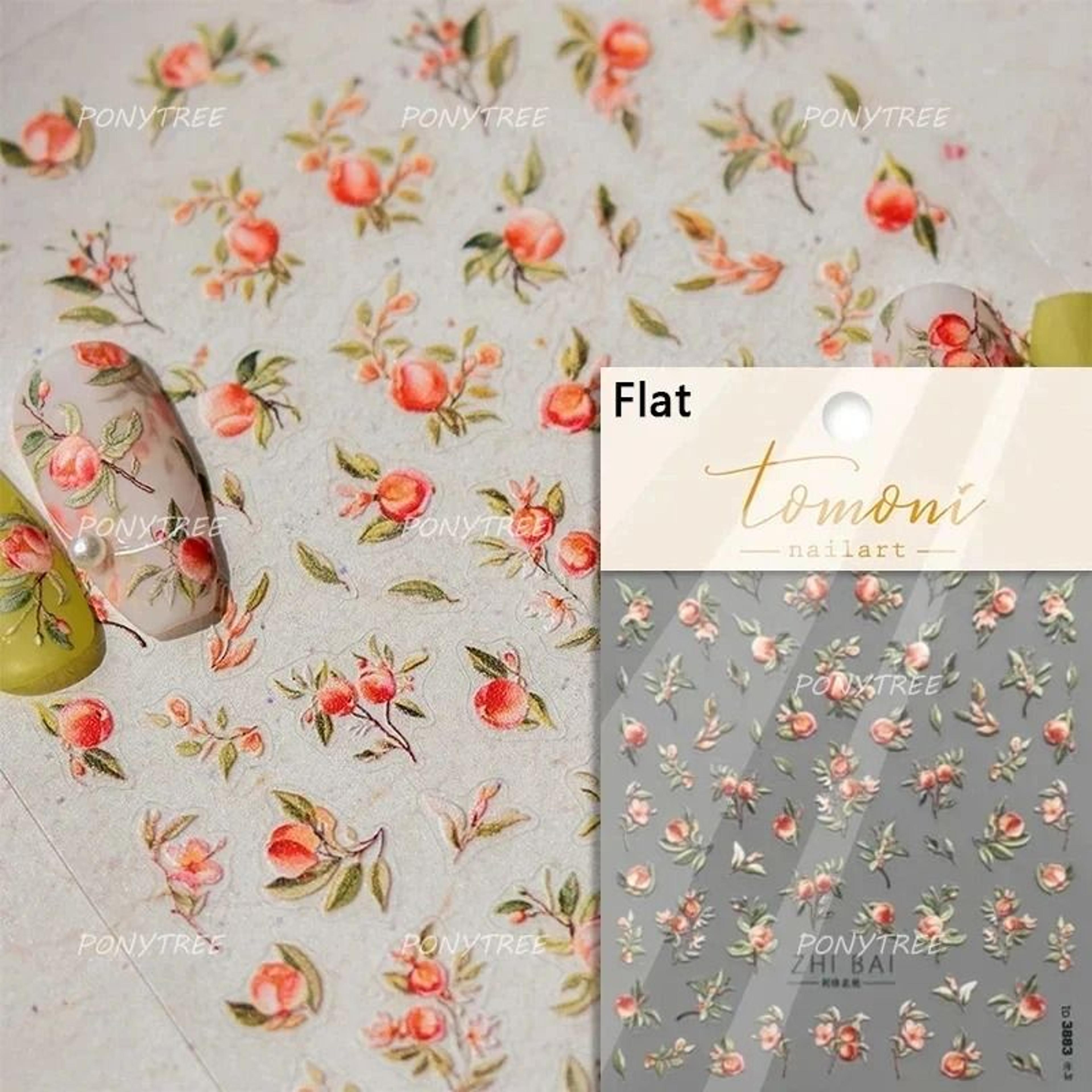5D Frangipani Nail Stickers Colorful Lily Flower Romantic Manicure Decals 2