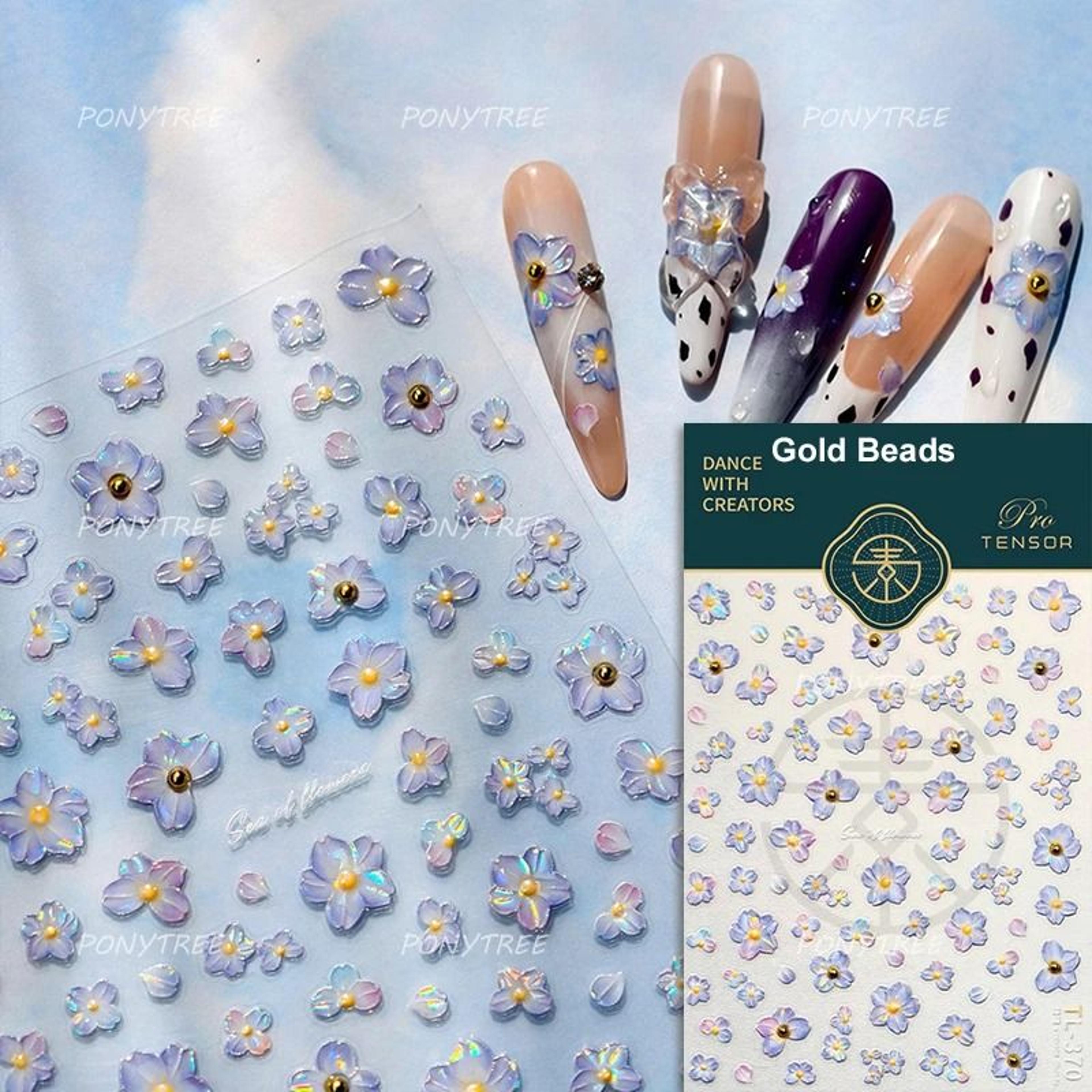5D Frangipani Nail Stickers Colorful Lily Flower Romantic Manicure Decals 5