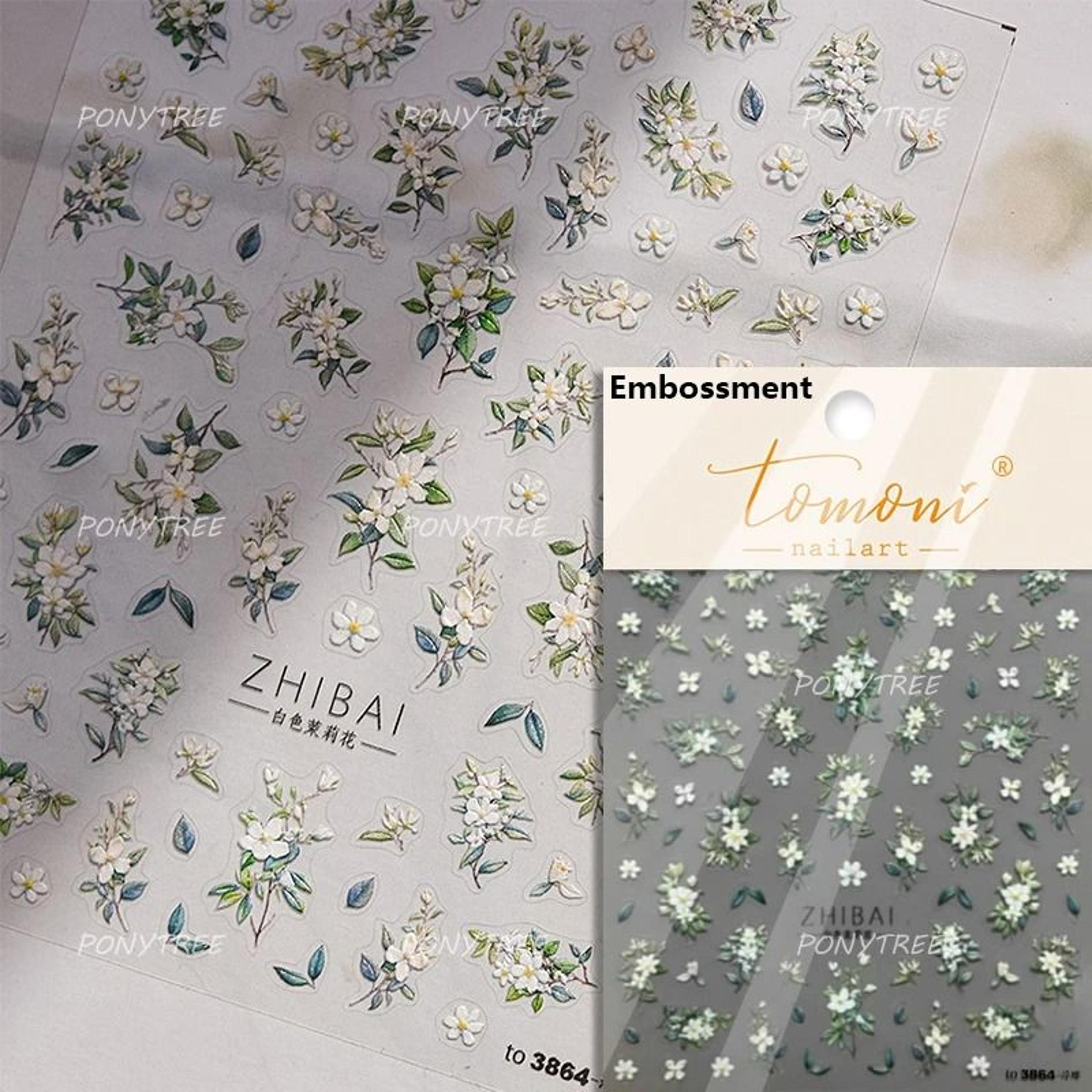 5D Frangipani Nail Stickers Colorful Lily Flower Romantic Manicure Decals 21