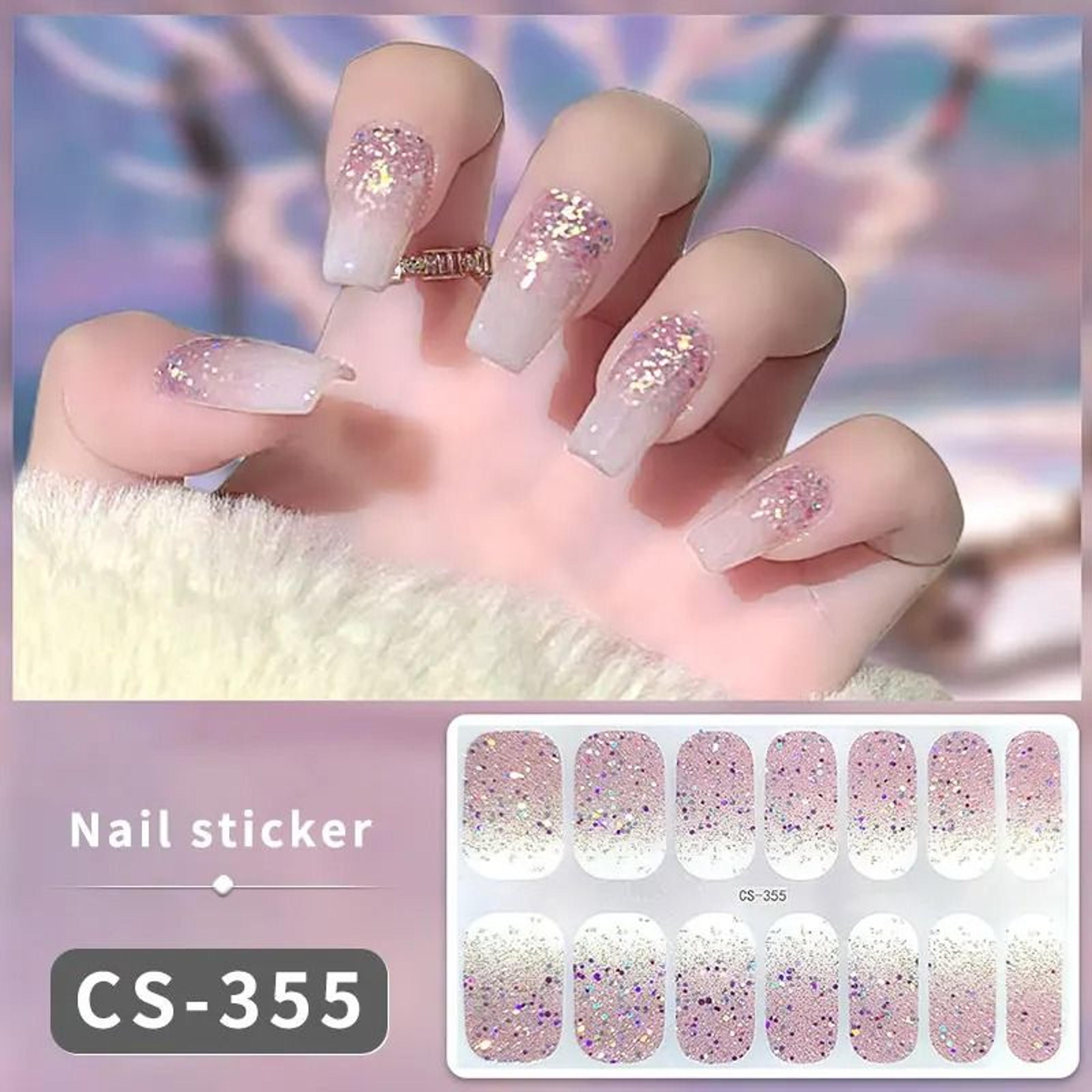 14 Or 16 Tip No UV Gel Nail Wraps Gradient Full Cover Nail Stickers 2
