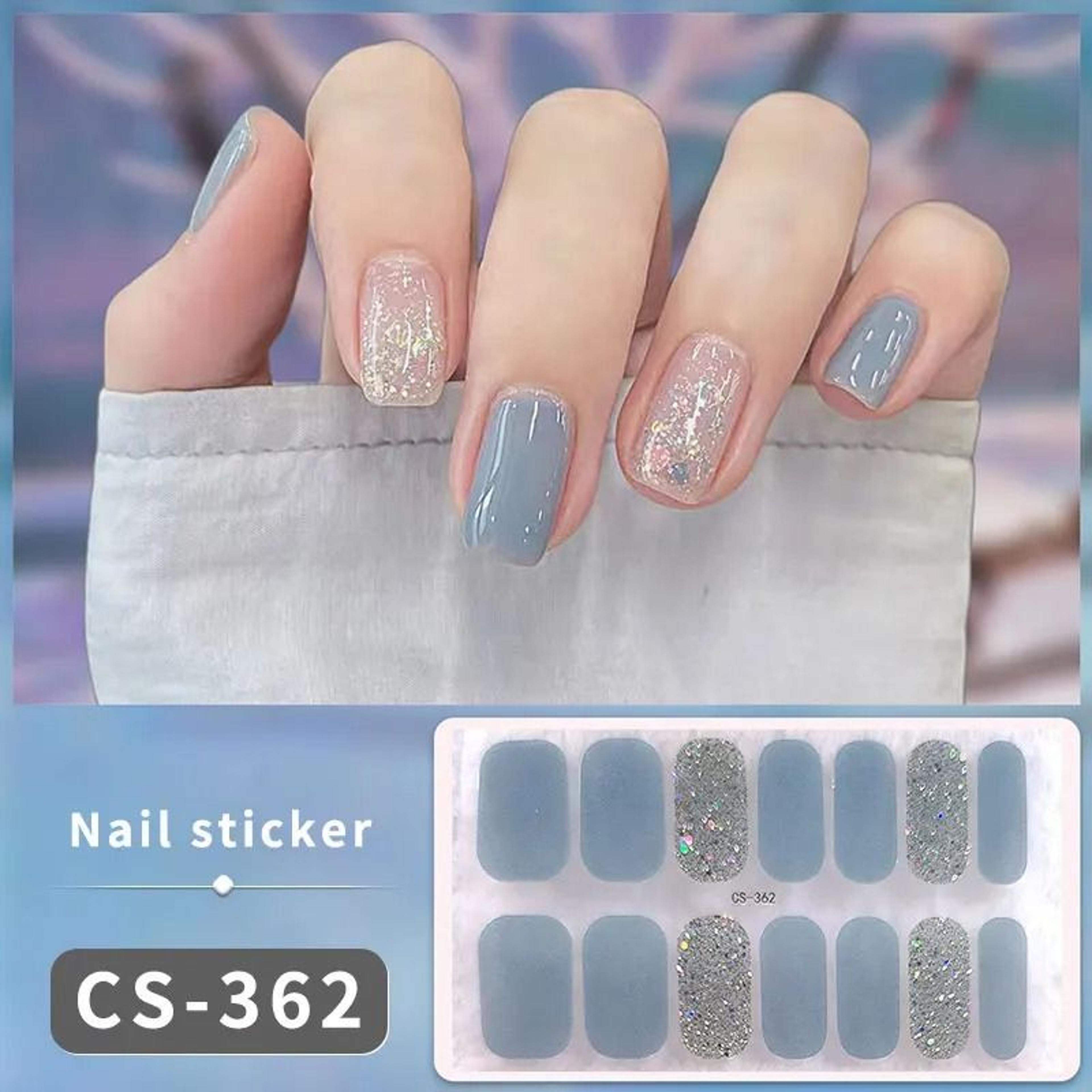 14 Or 16 Tip No UV Gel Nail Wraps Gradient Full Cover Nail Stickers 11