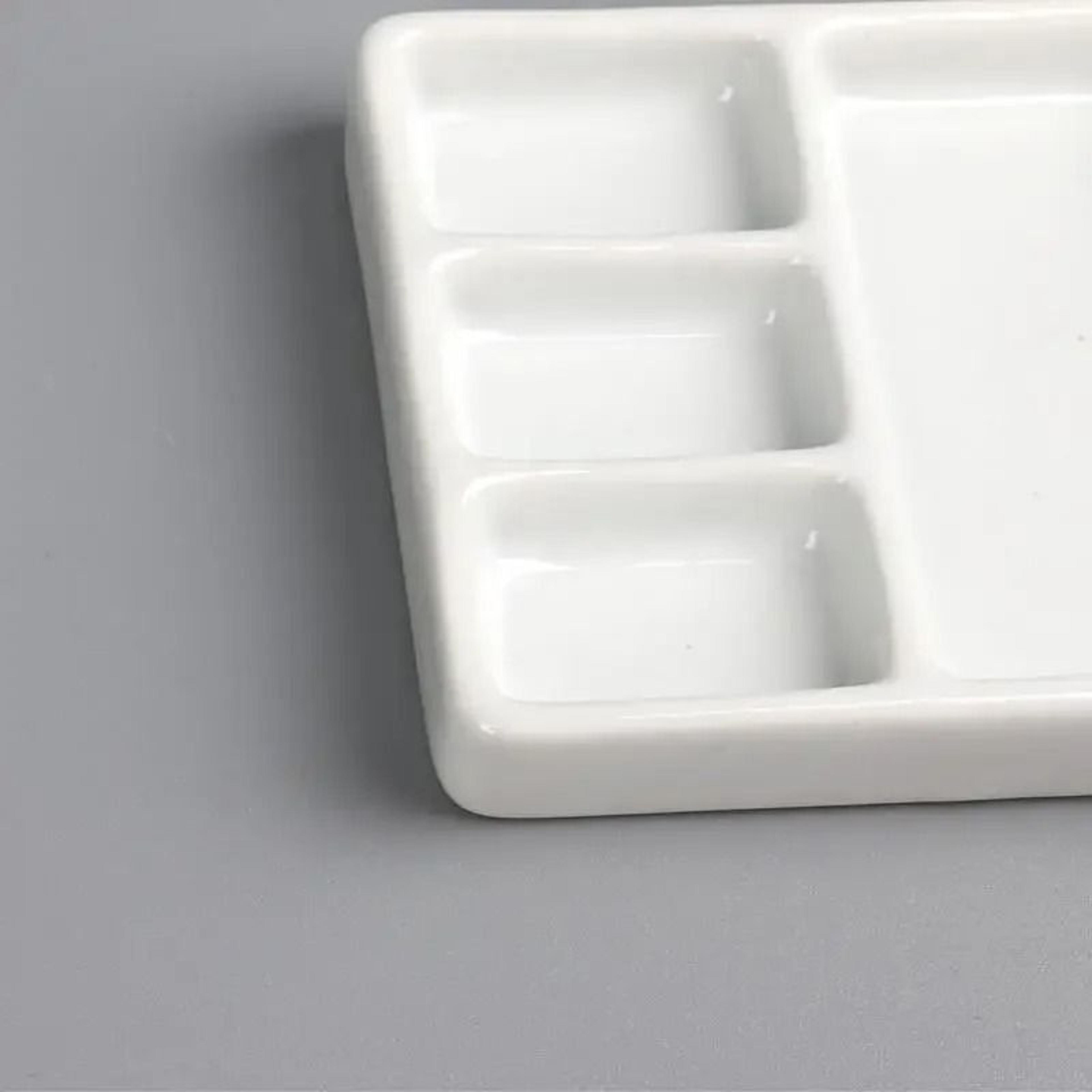 Square Ceramic Watercolor Palette Multi Grid Porcelain Paint Mixing Tray 8
