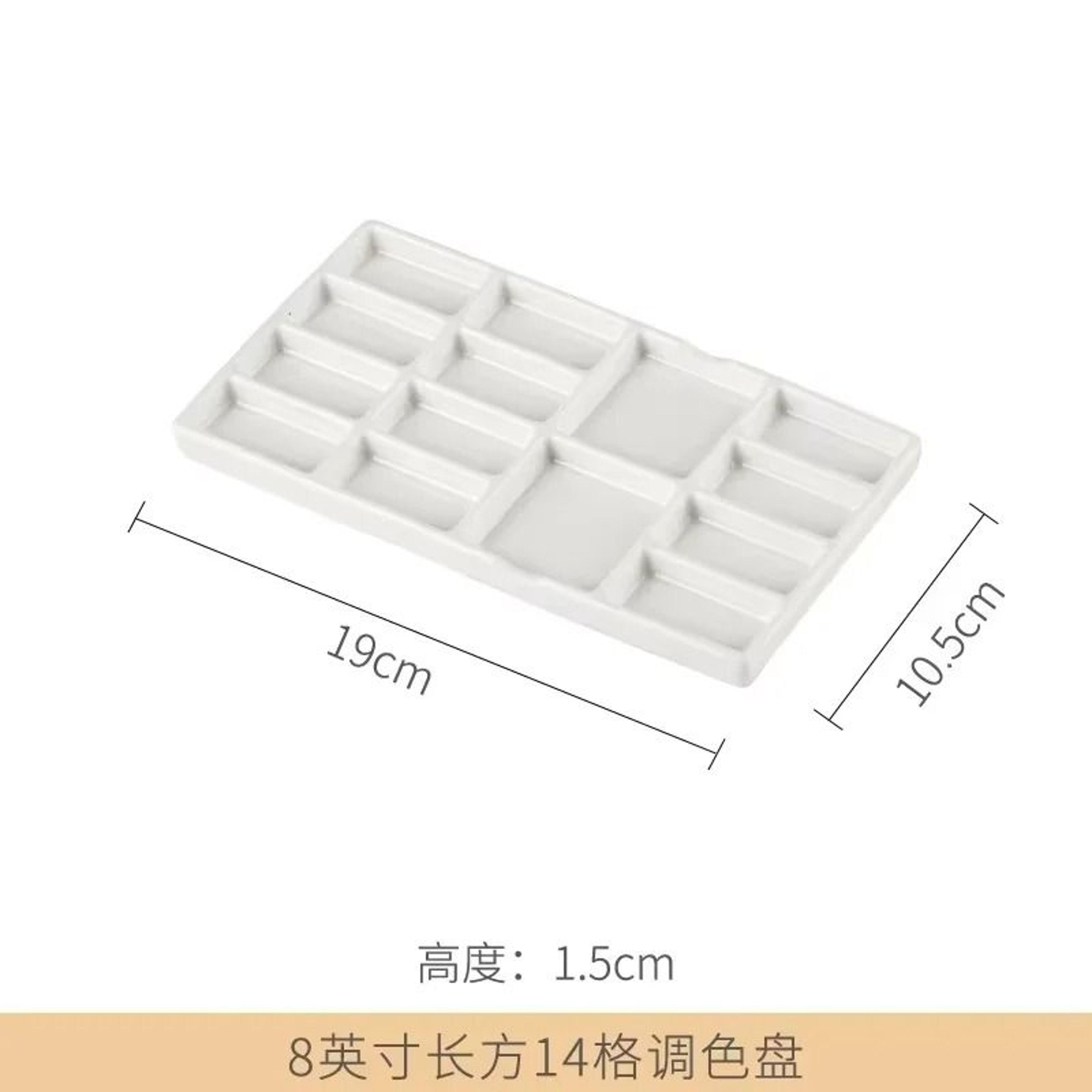 Square Ceramic Watercolor Palette Multi Grid Porcelain Paint Mixing Tray 1