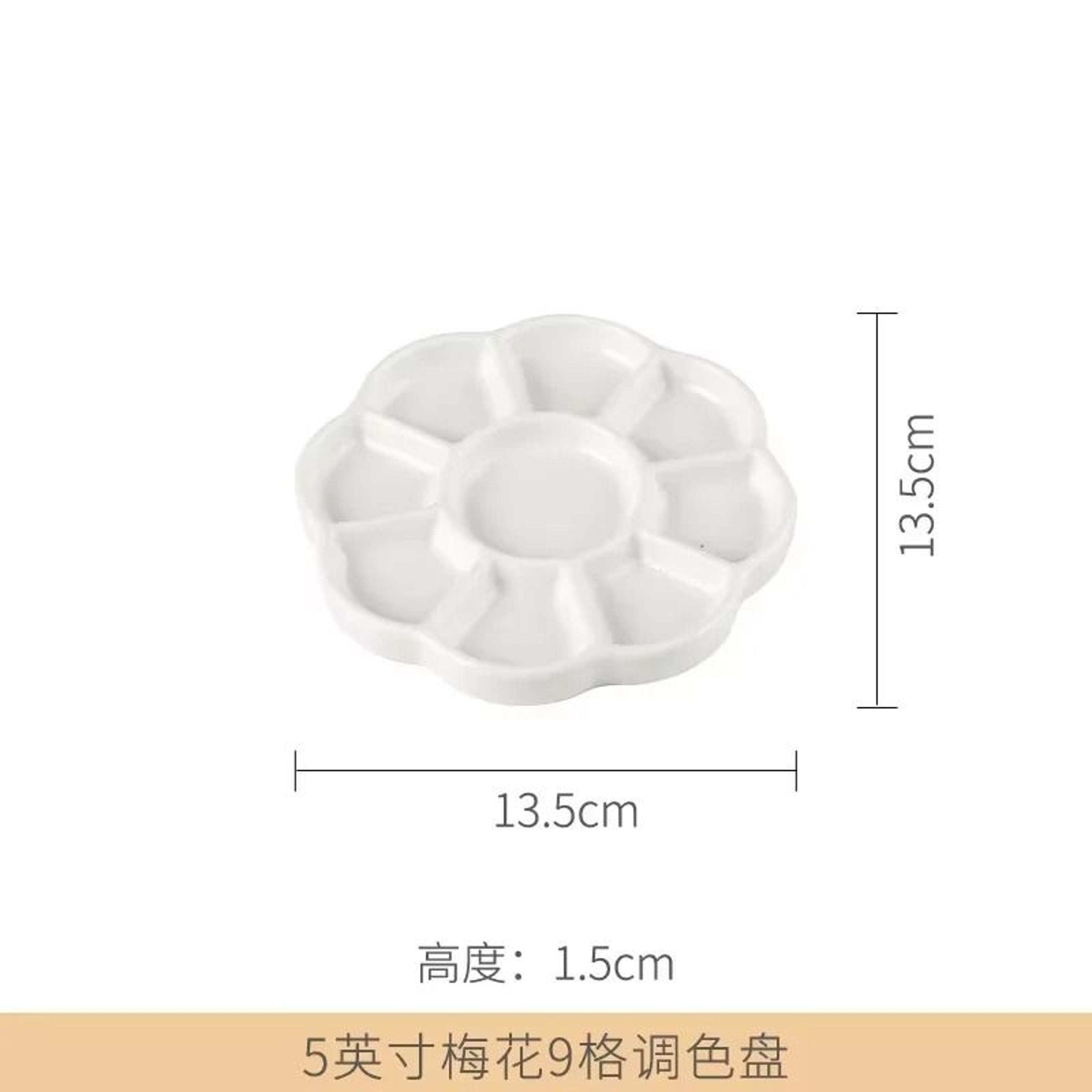 Plum Blossom Ceramic Palette Porcelain Watercolor Gouache Paint Mixing Tray 4