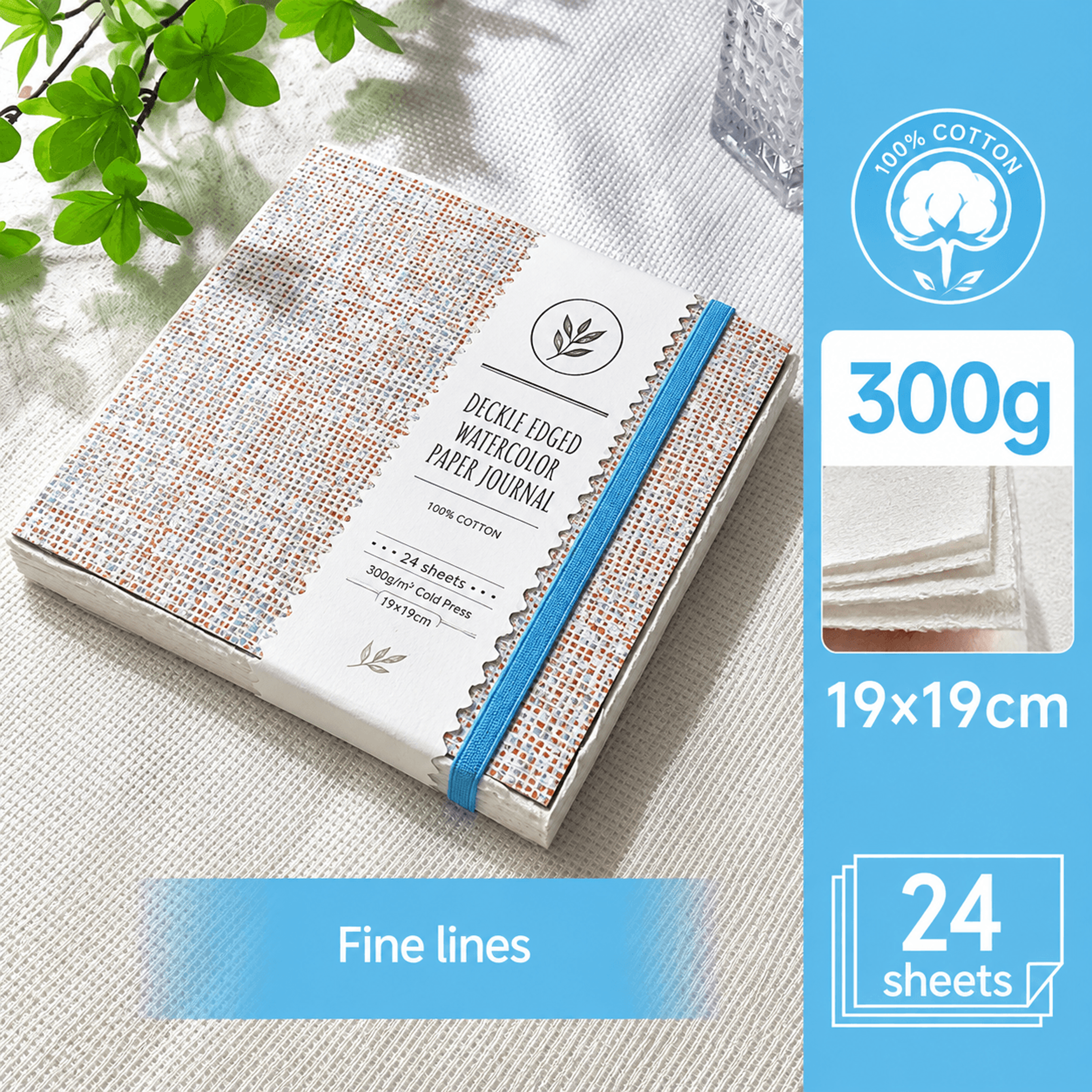 Square 100 Cotton Watercolor Sketchbook 300gsm 24 Sheet Art Paper Book 12