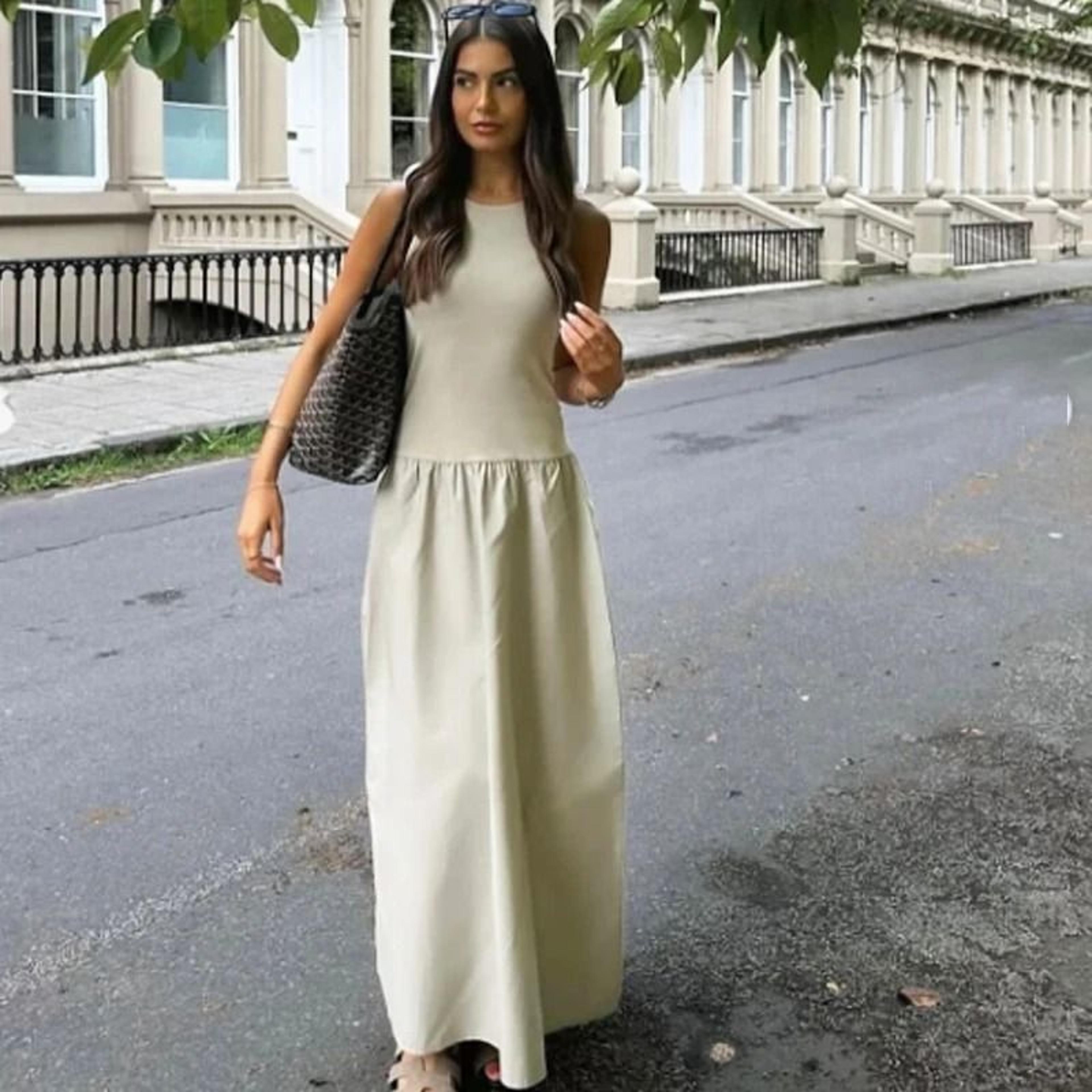Womens Sleeveless Maxi Dress Elegant Khaki Black Y2K Casual Party Dress 5