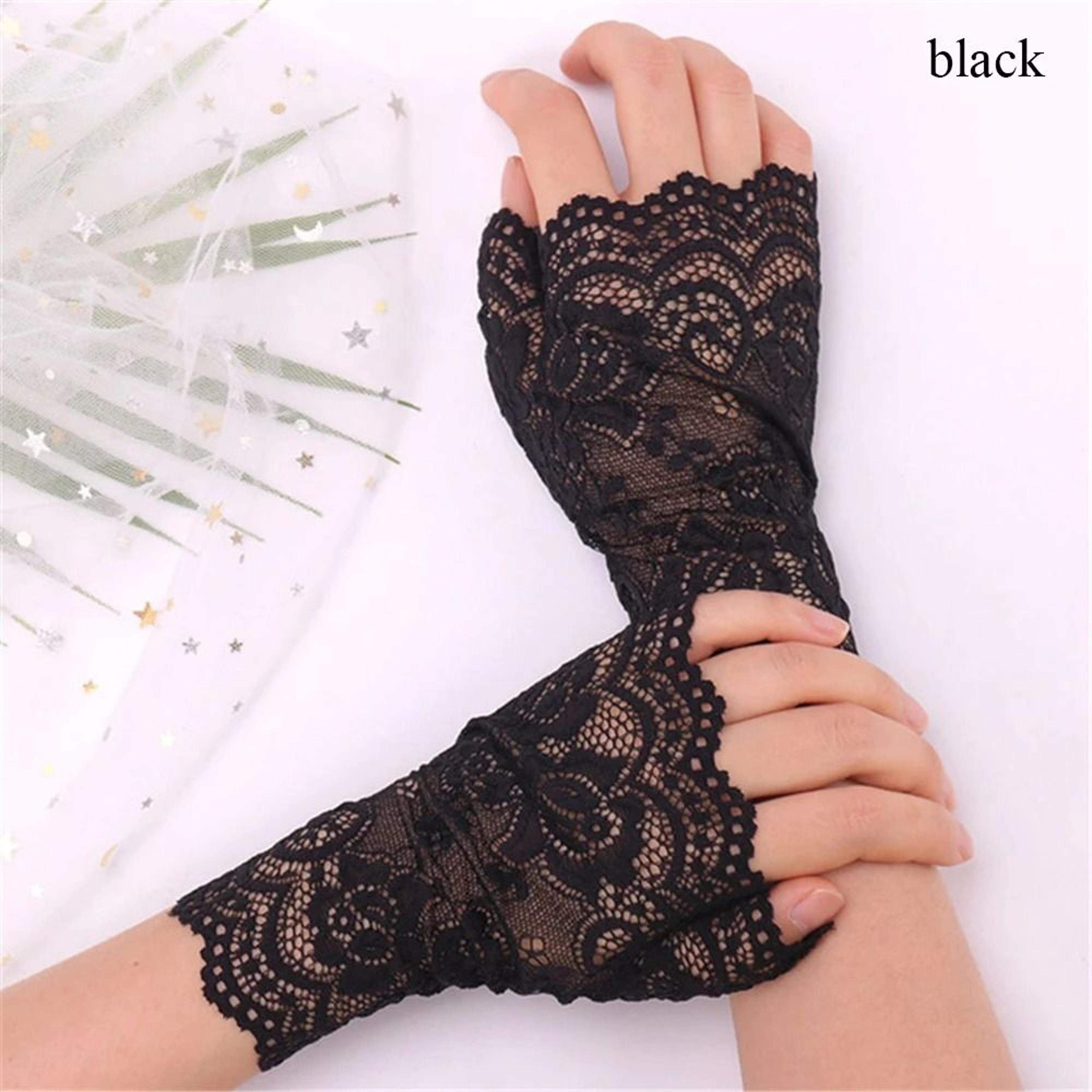 Womens White Satin Bridal Gloves Bow Lace Wedding Dress Gloves 1