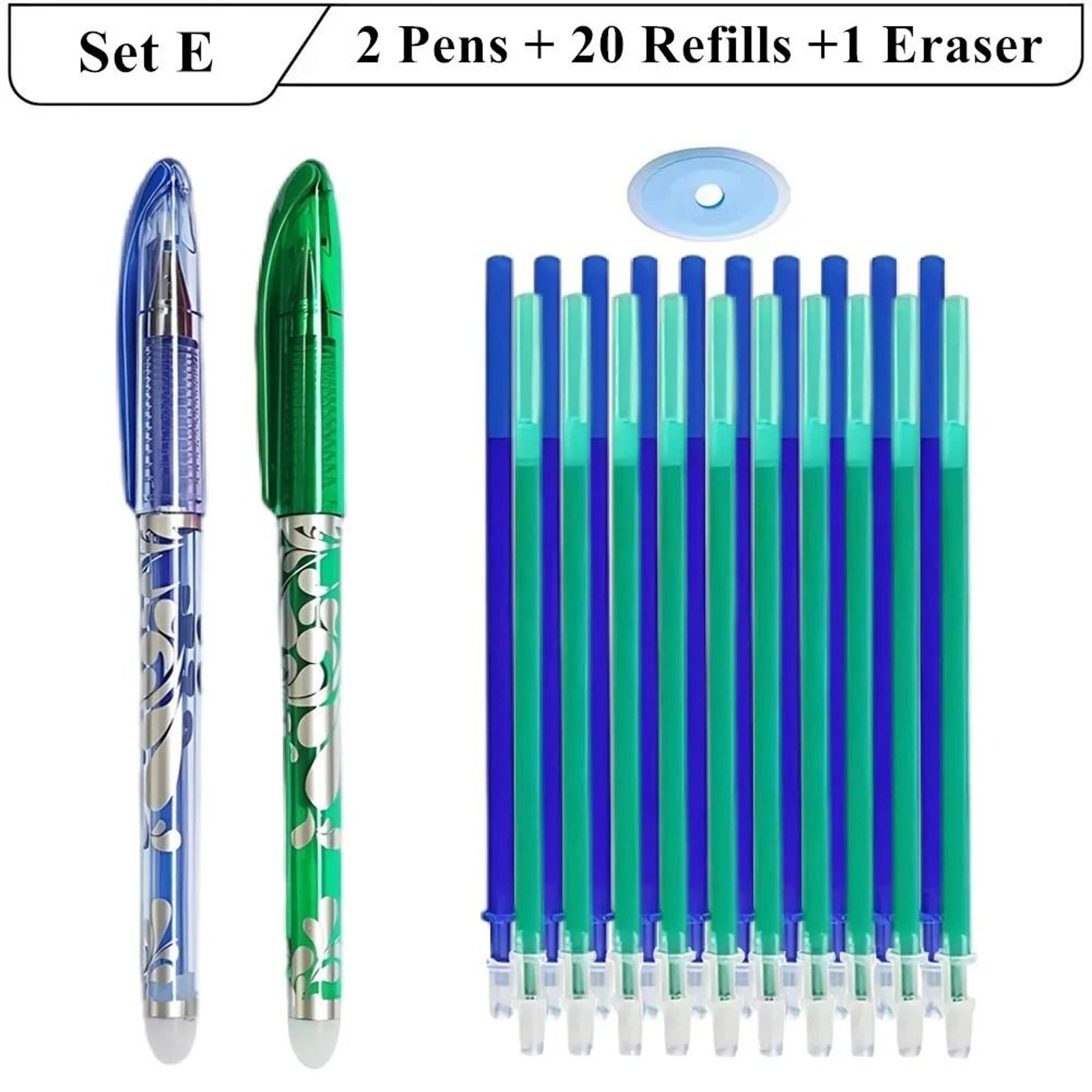 2 PC Erasable Gel Pen Set 05mm Pens 20 Refills And Eraser 9