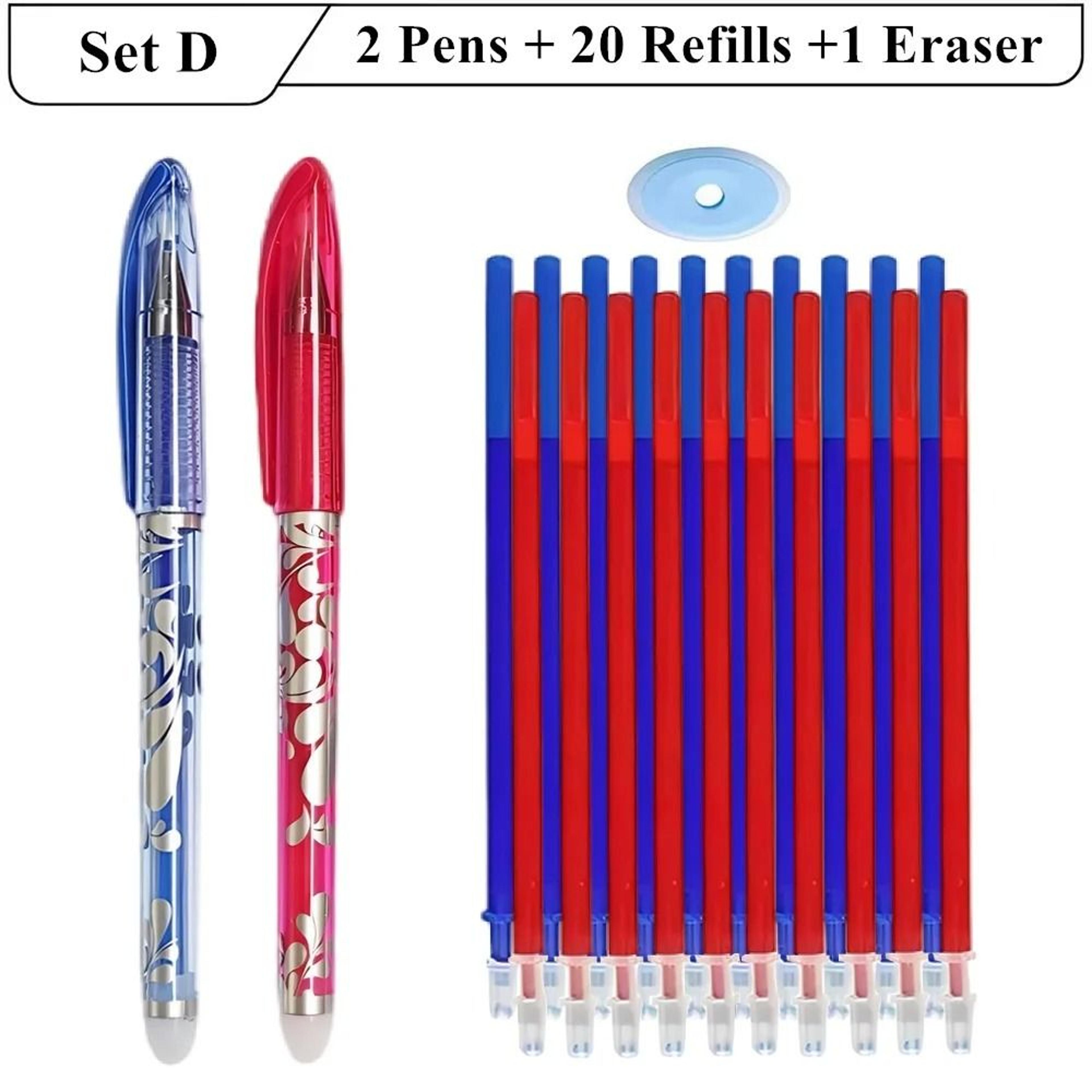 2 PC Erasable Gel Pen Set 05mm Pens 20 Refills And Eraser 8