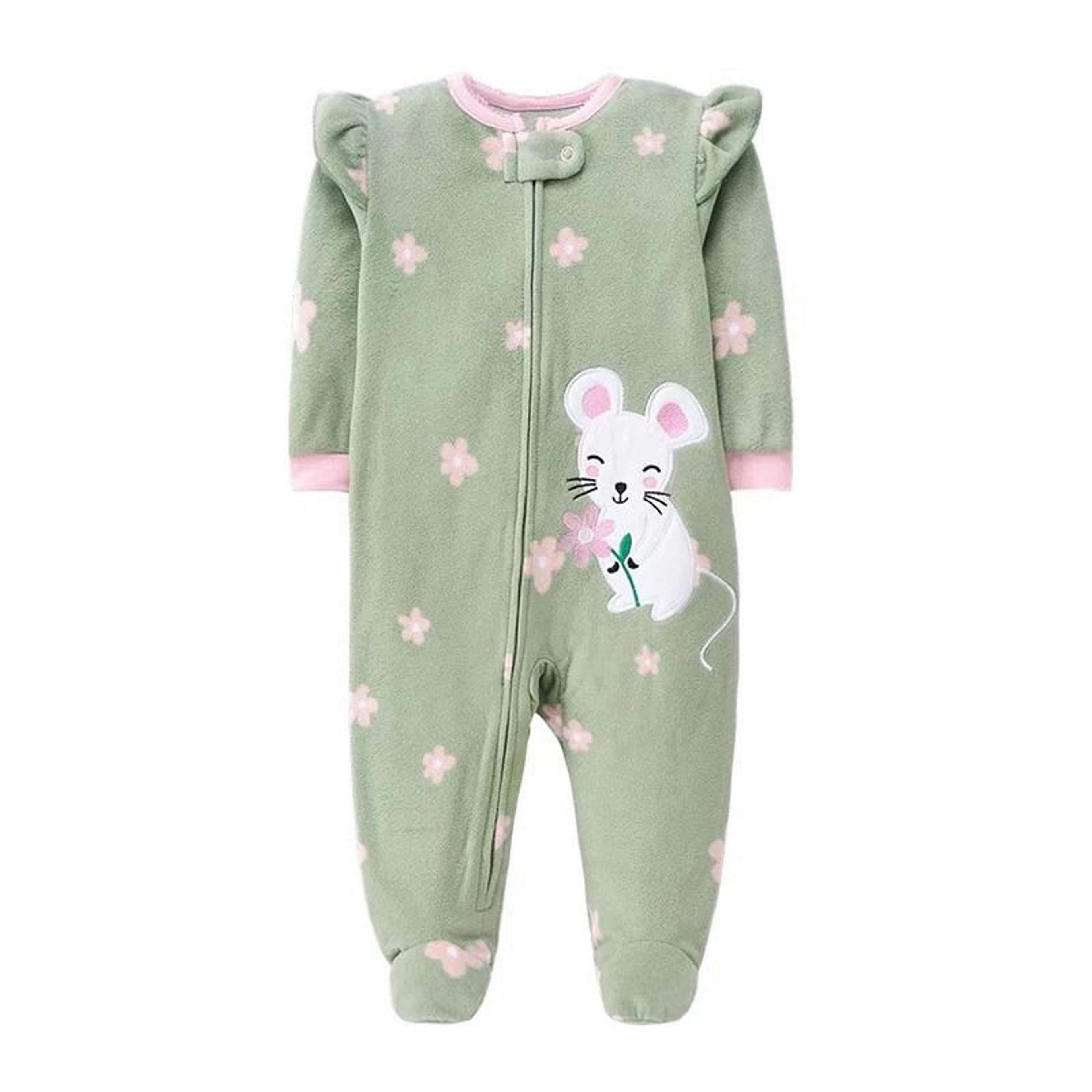 Baby Girl Fleece Zipper Romper Warm Animal Jumpsuit Pajamas 0 To 12 Months 2