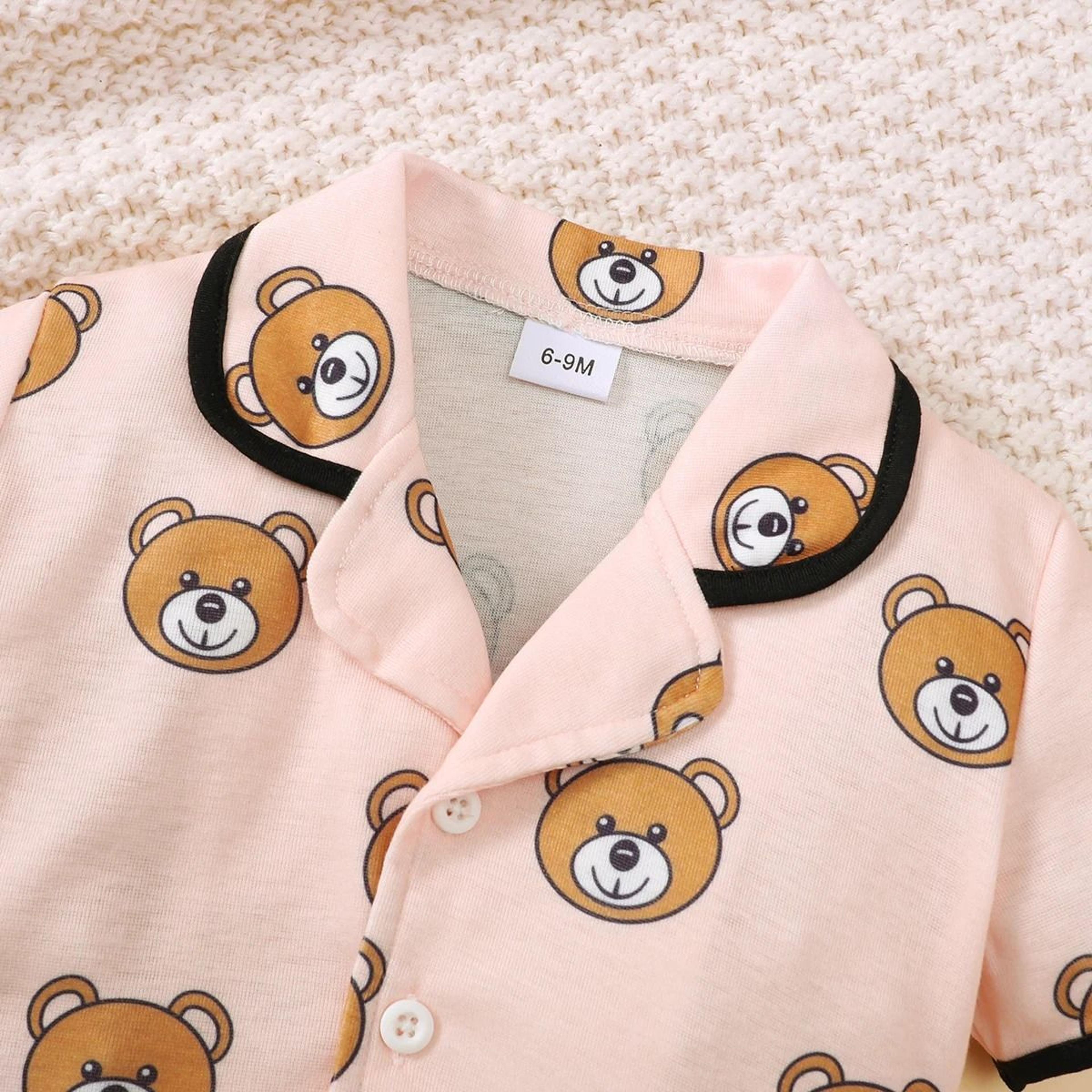 2 PC Baby Cartoon Pajama Set Short Sleeve Top And Shorts Summer Sleepwear 8