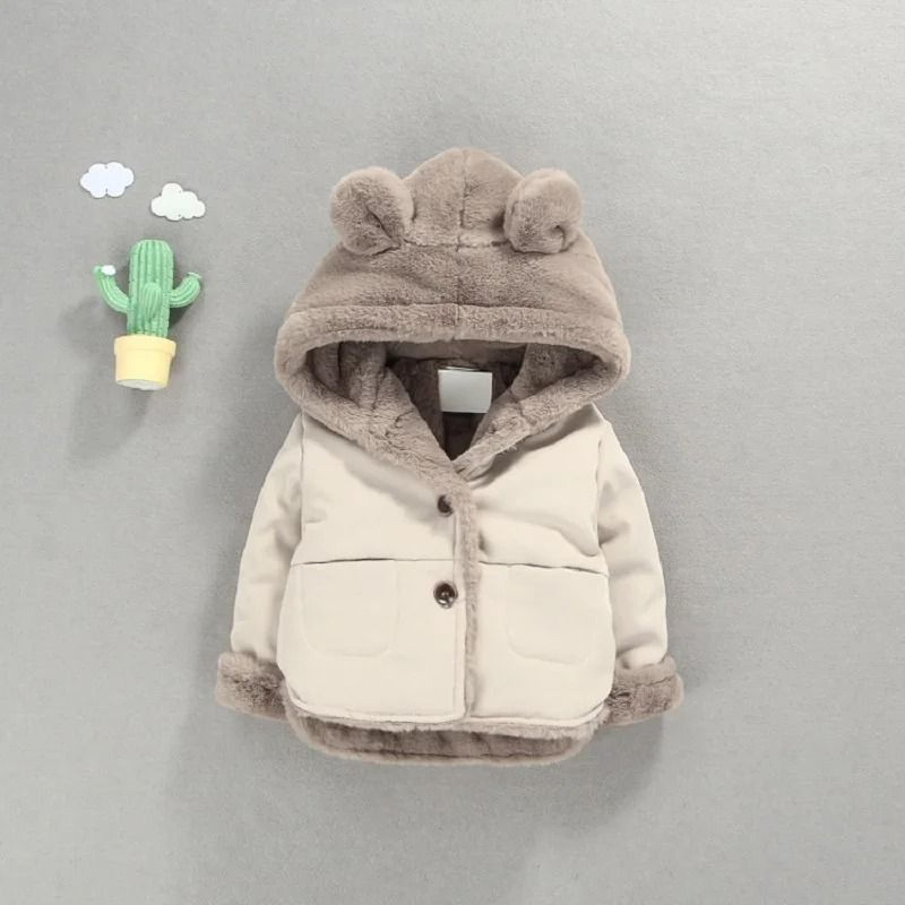 baby warm fleece hooded jacket cartoon plus velvet toddler winter coat